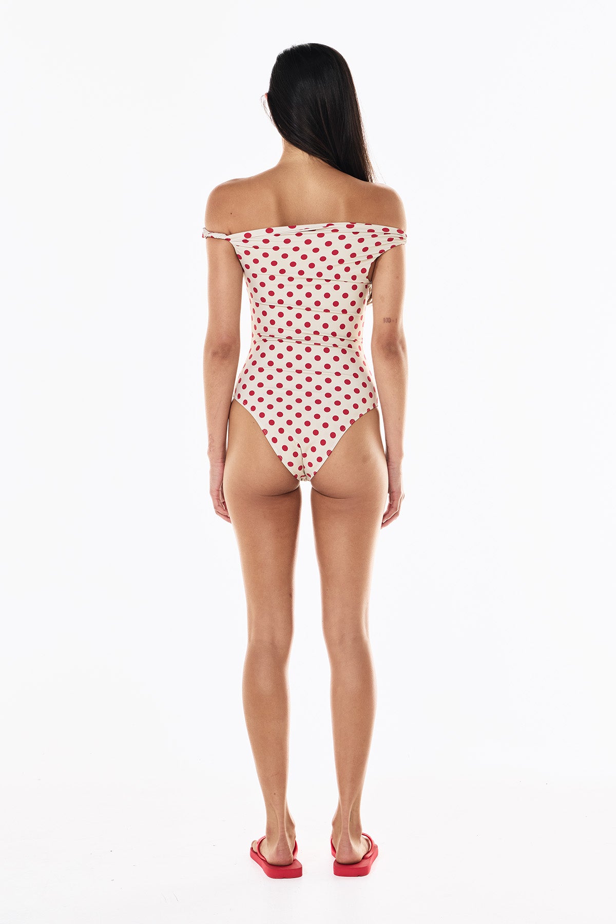 Bella One Piece | Cream Scarlet Polka