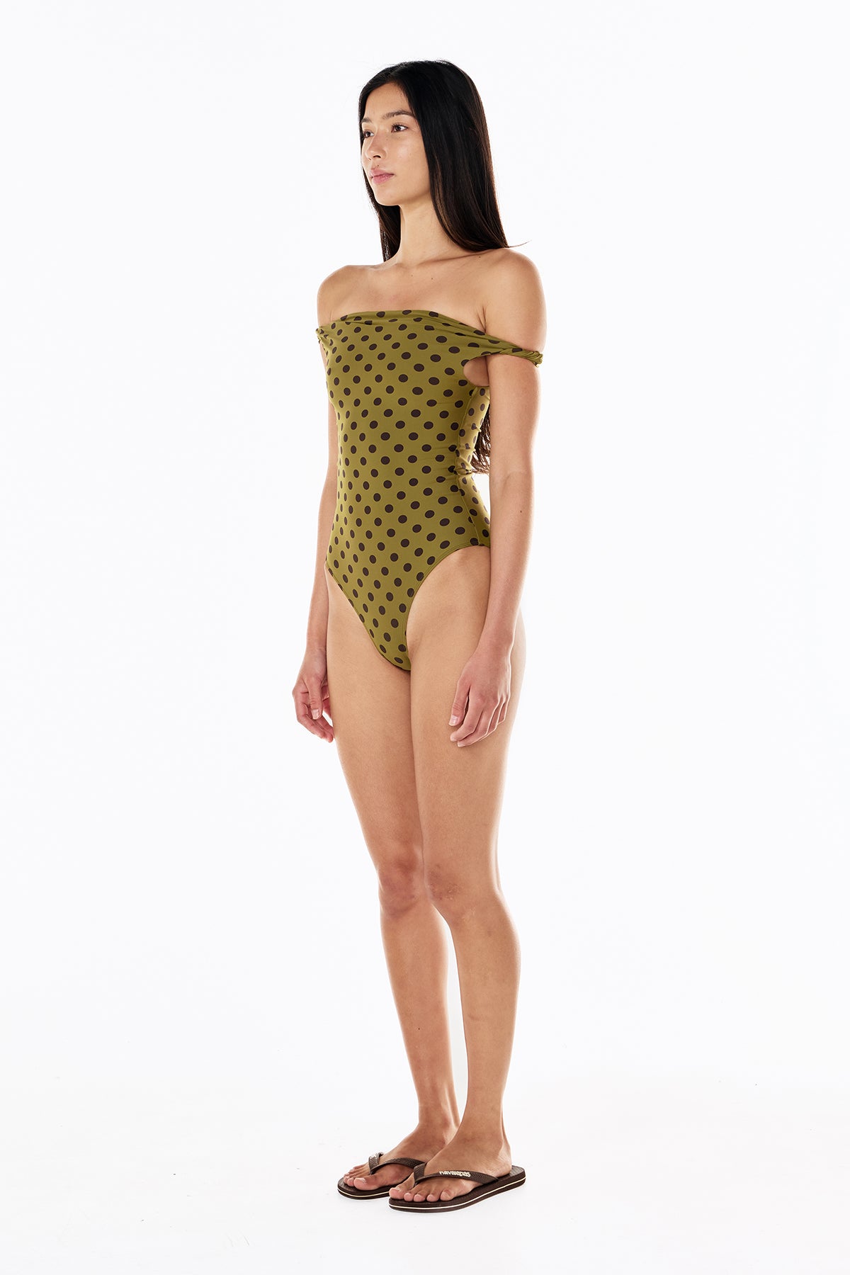 Bella One Piece | Moss Mocha Polka