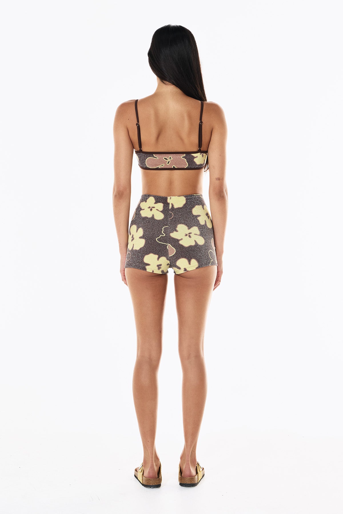 Betsy Lurex Swim Short | Mocha Floral
