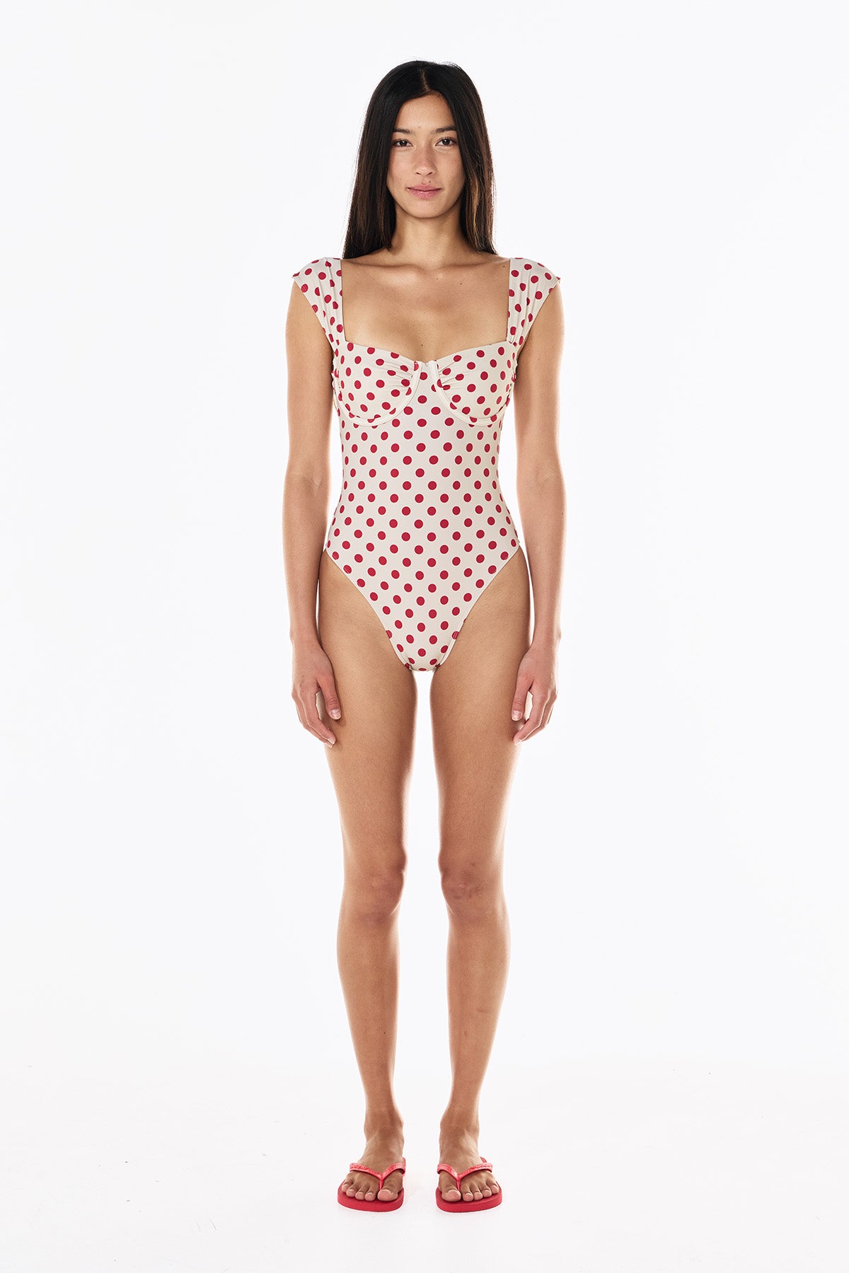 Birkin One Piece | Cream Scarlet Polka