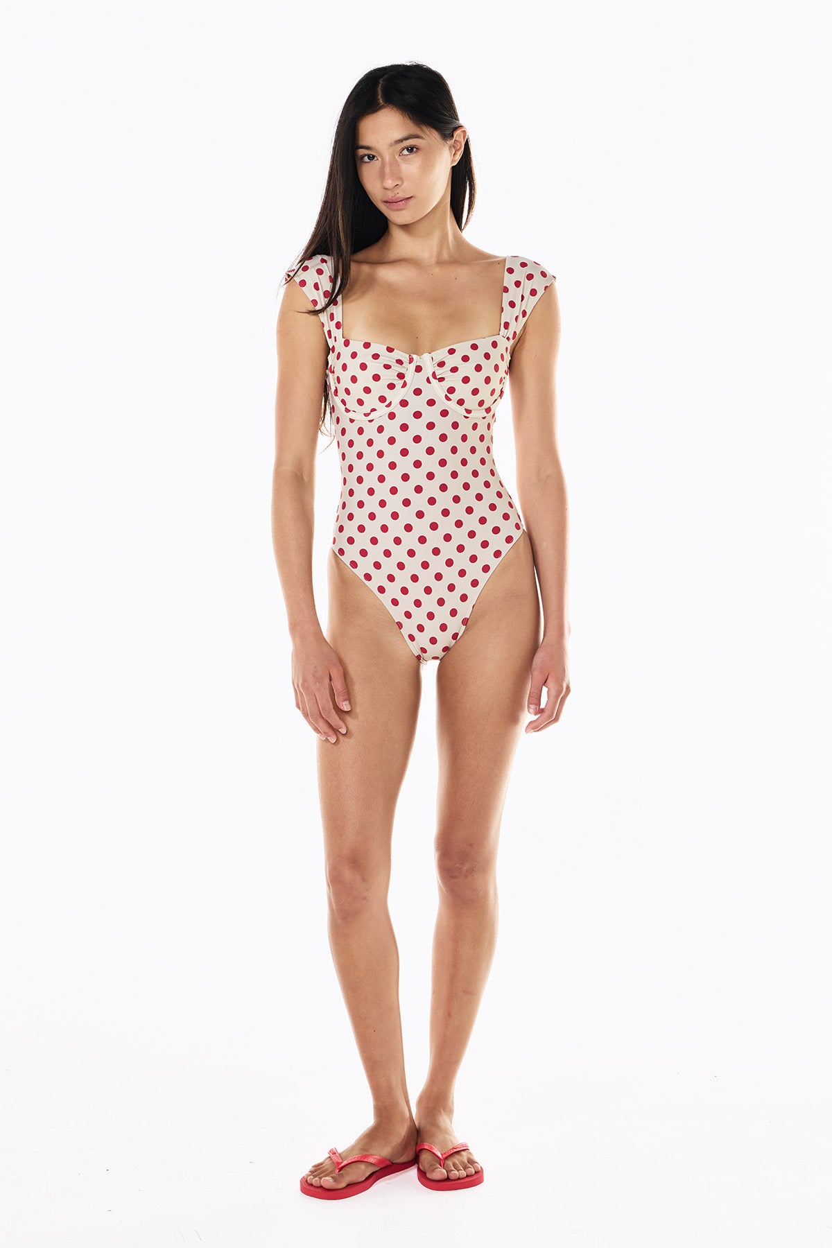 Birkin One Piece | Cream Scarlet Polka