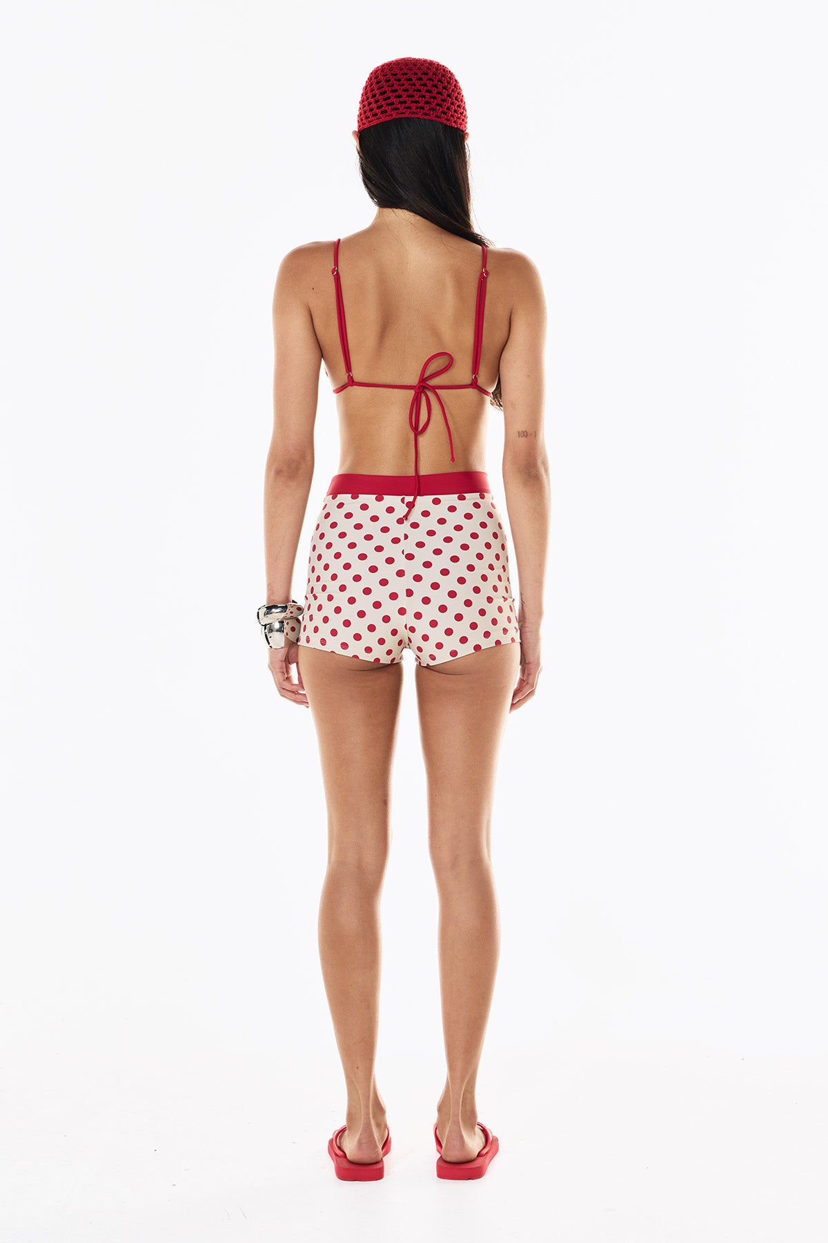 Birkin Swim Short | Cream Scarlet Polka