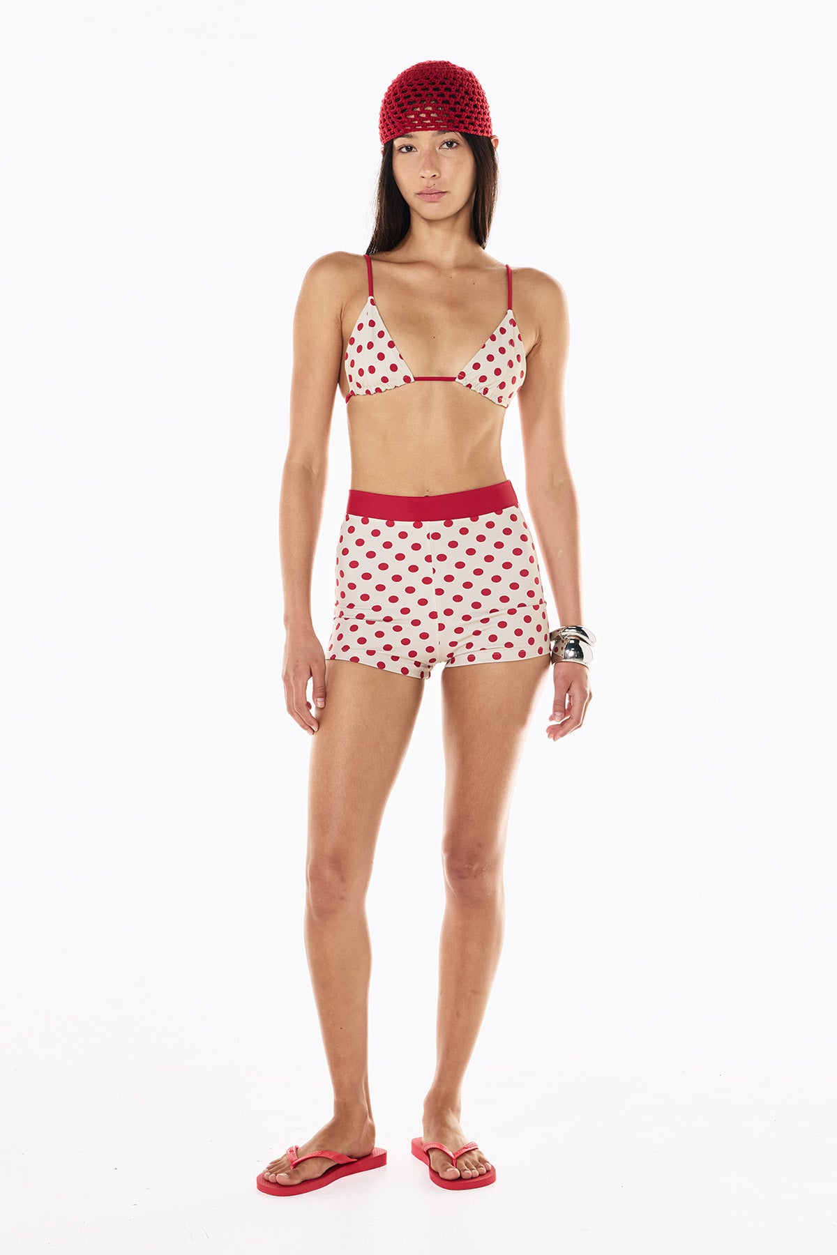 Birkin Swim Short | Cream Scarlet Polka