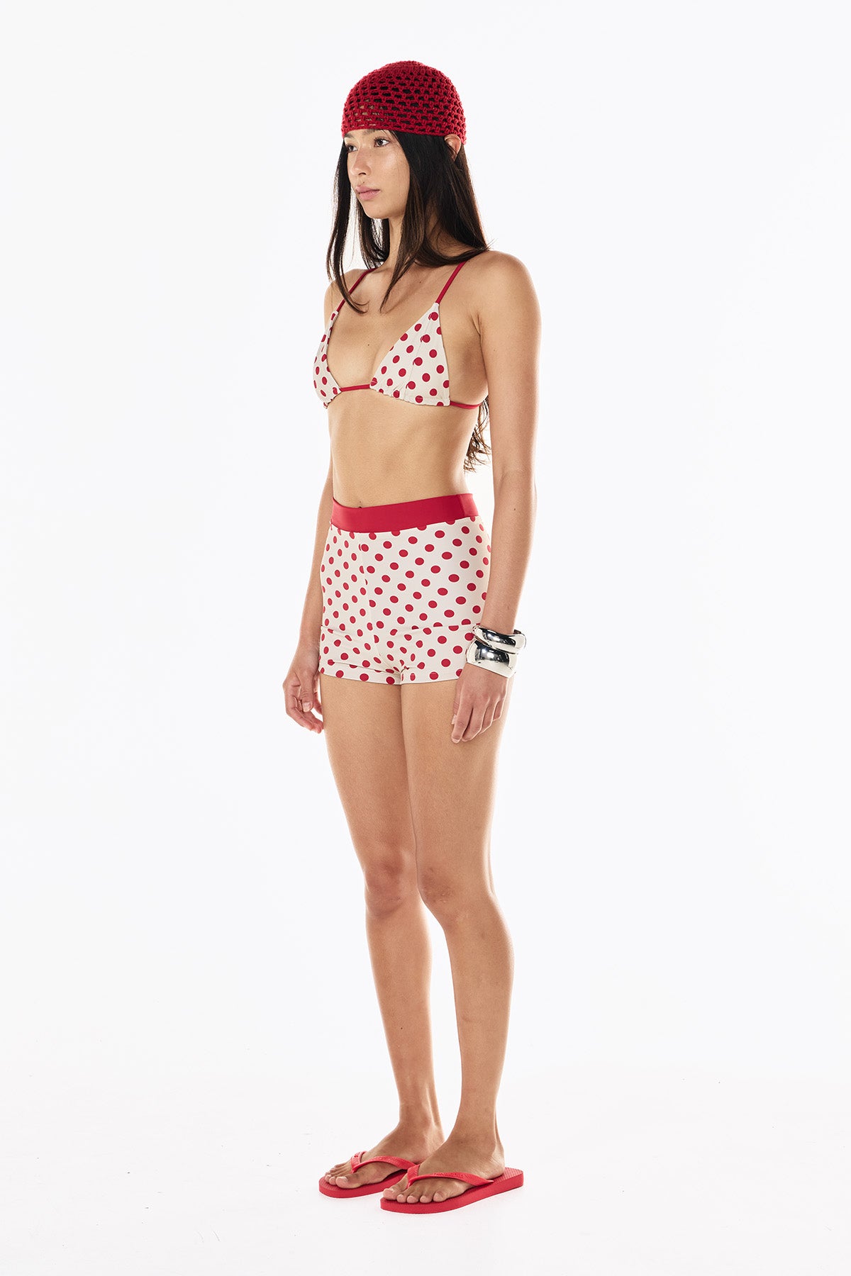 Birkin Swim Short | Cream Scarlet Polka