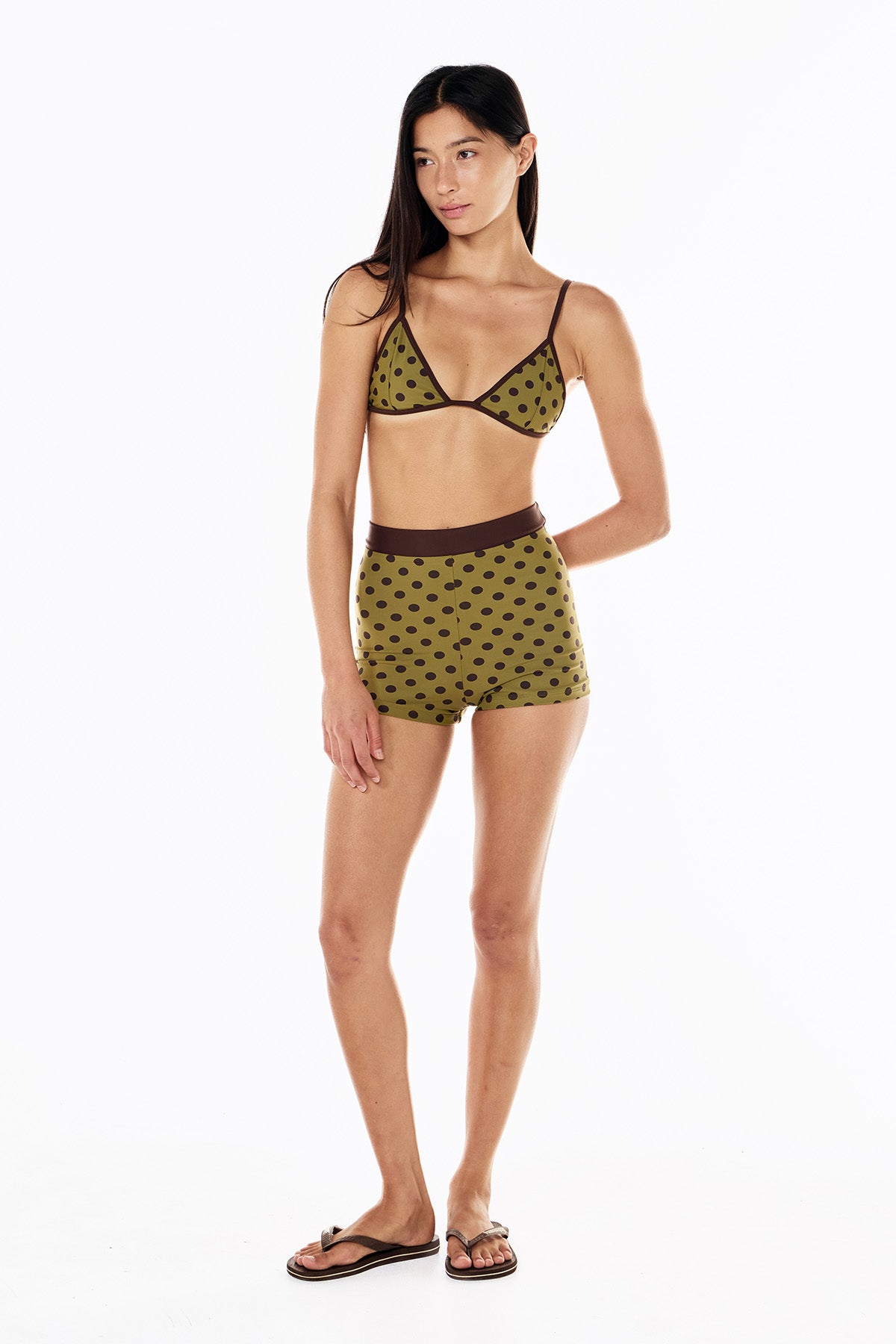 Birkin Swim Short | Moss Mocha Polka