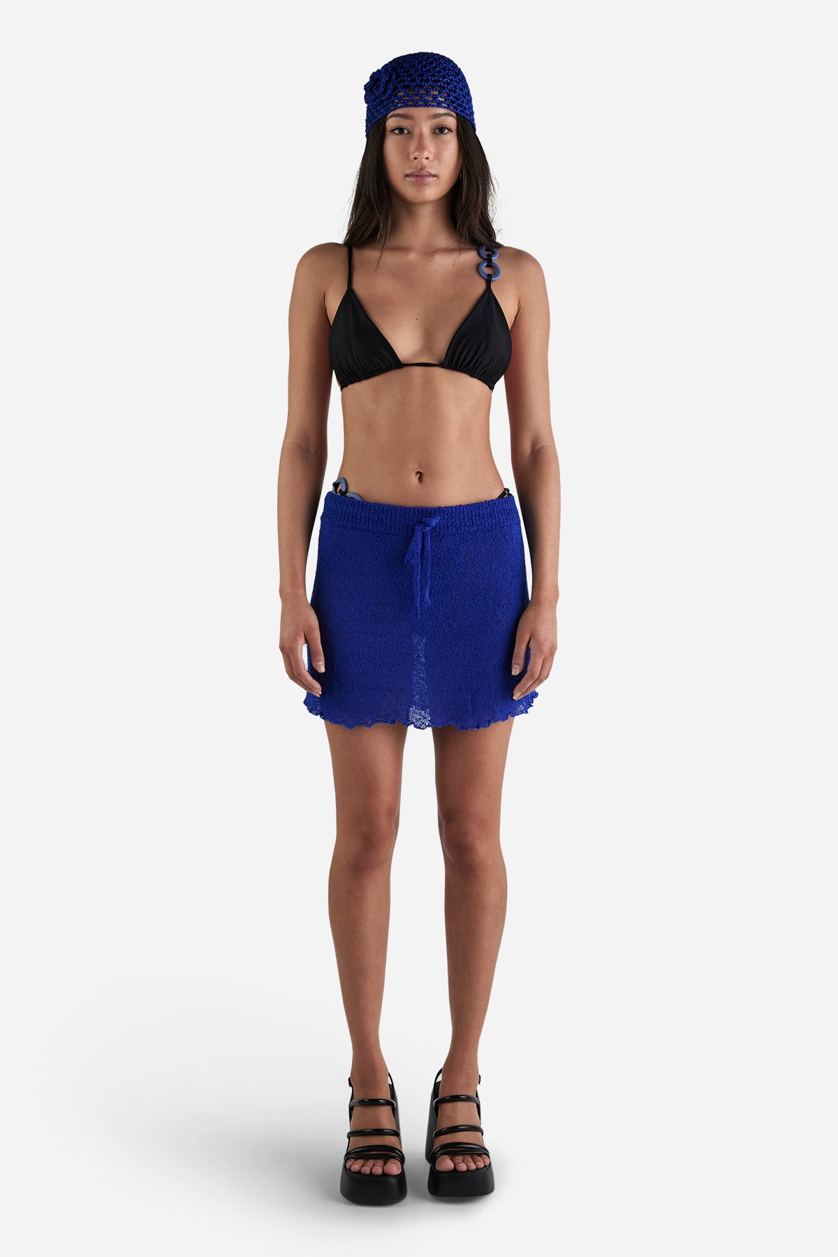 Textured Knit Skirt | Cobalt