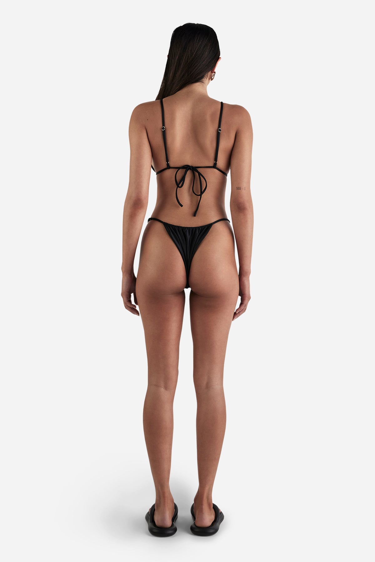 Asym Beaded String Brief | Black