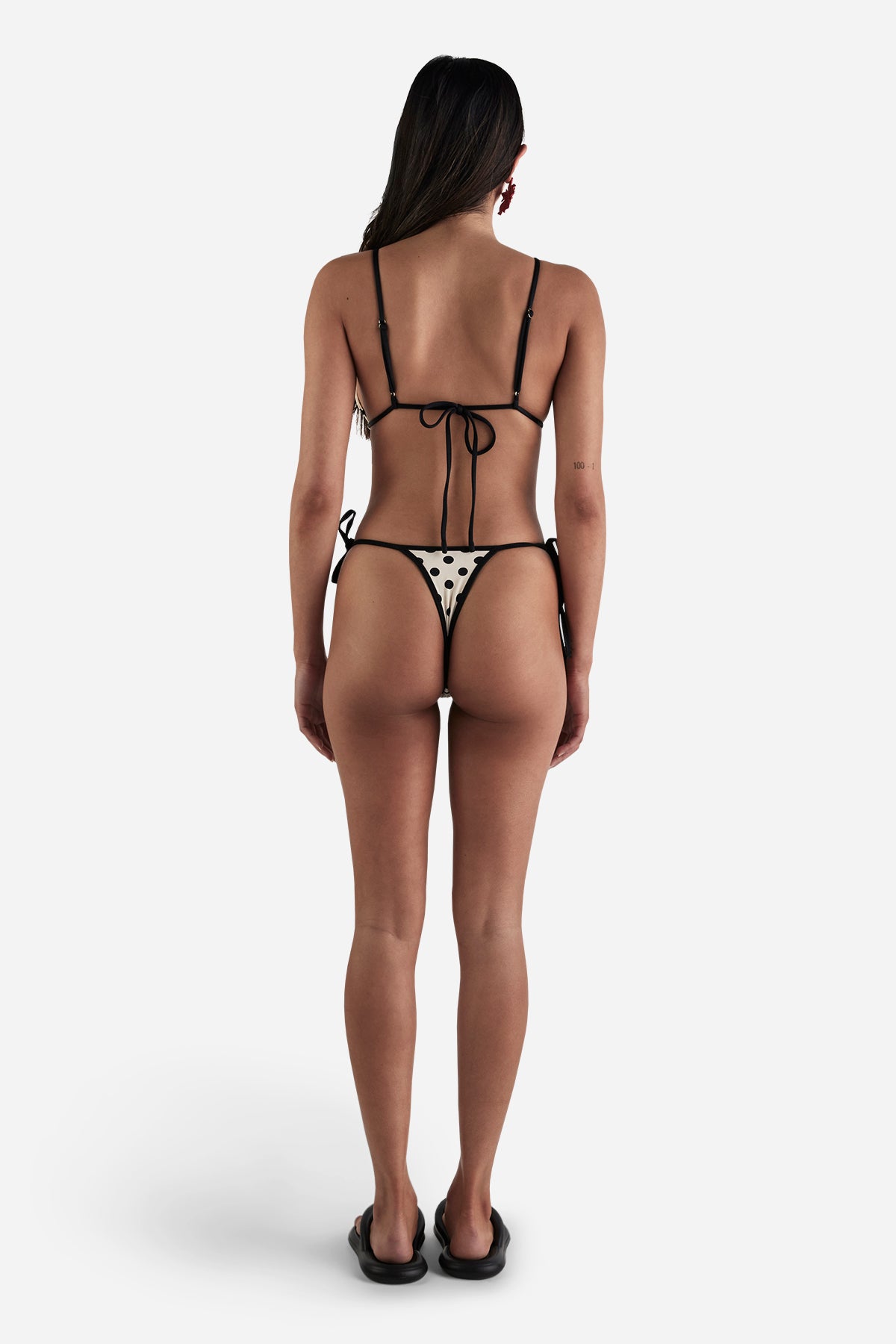 Pamela String Brief | Cream Black Polka