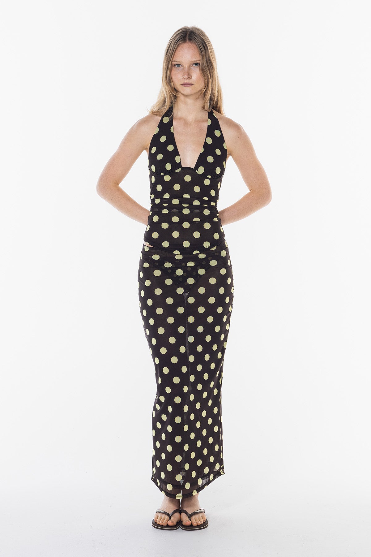 Polka Sheer Halter Tank