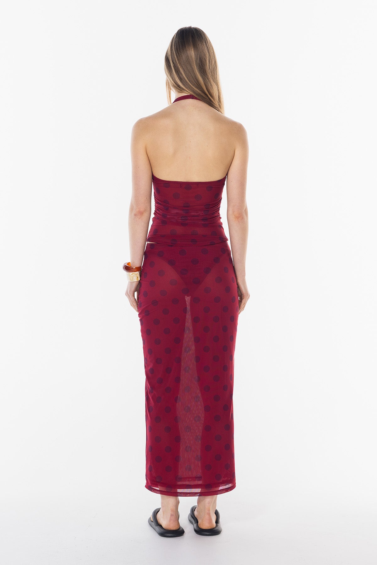 Polka Sheer Halter Tank