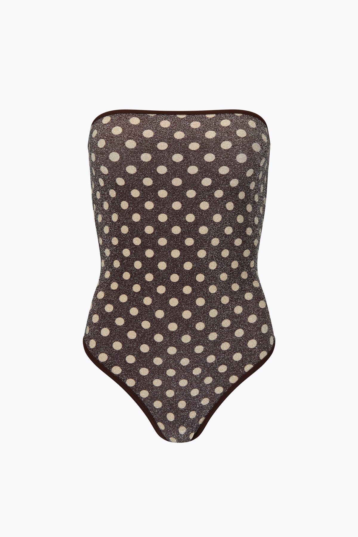 Elle Lurex One Piece | Mocha Cream Polka