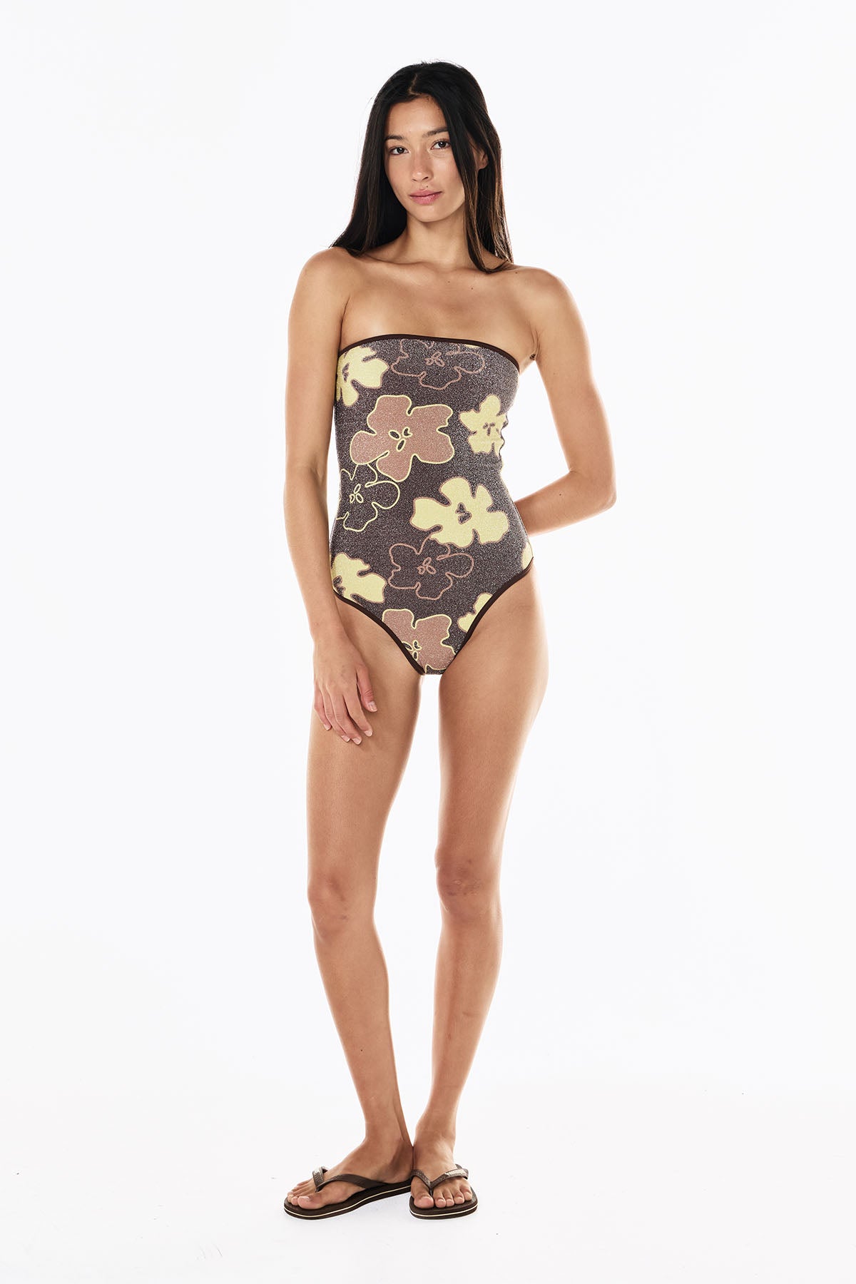 Elle Lurex One Piece | Mocha Floral