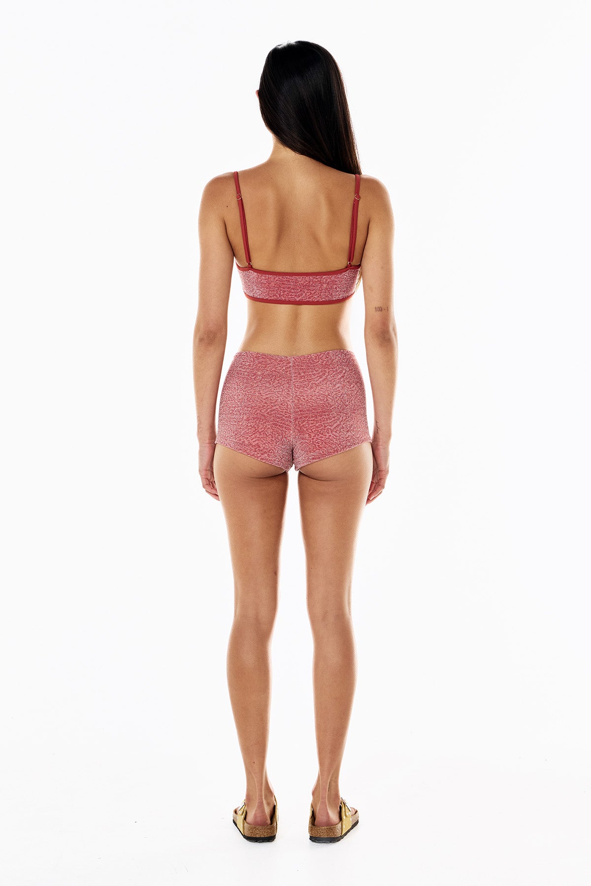 Gigi Lurex Mini Swim Short | Rouge Leopard
