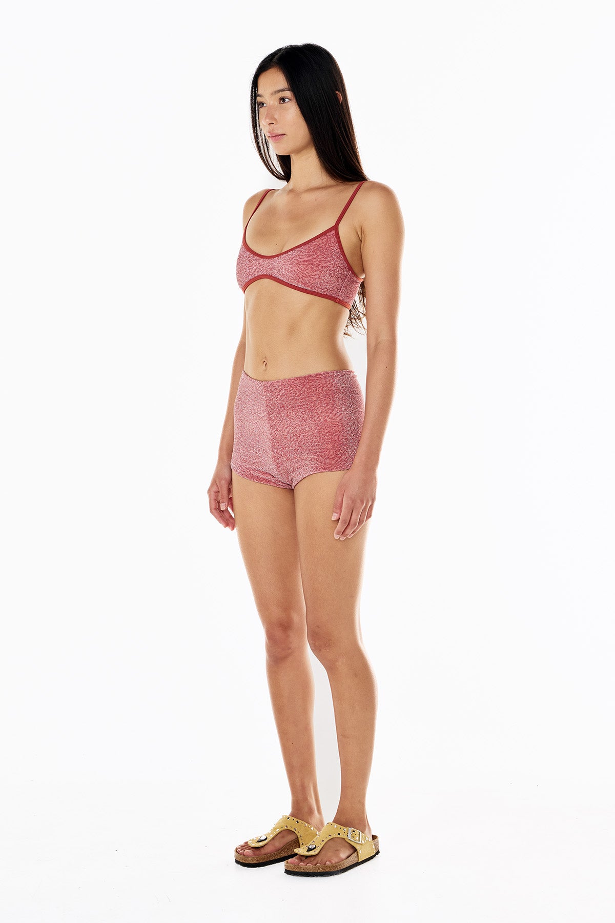 Gigi Lurex Mini Swim Short | Rouge Leopard