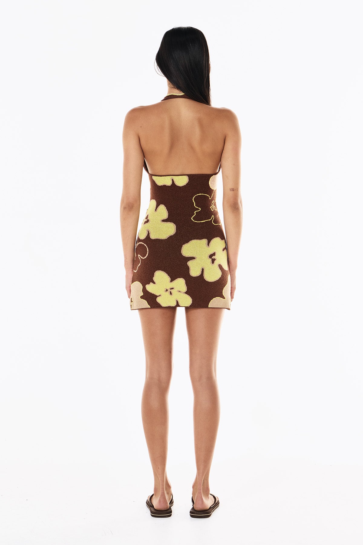 Lurex Knit Halter Dress | Mocha Floral