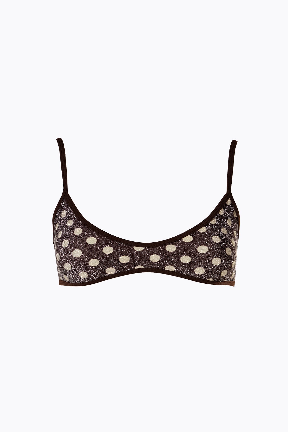 Kaya Lurex Scoop Top | Mocha Cream Polka