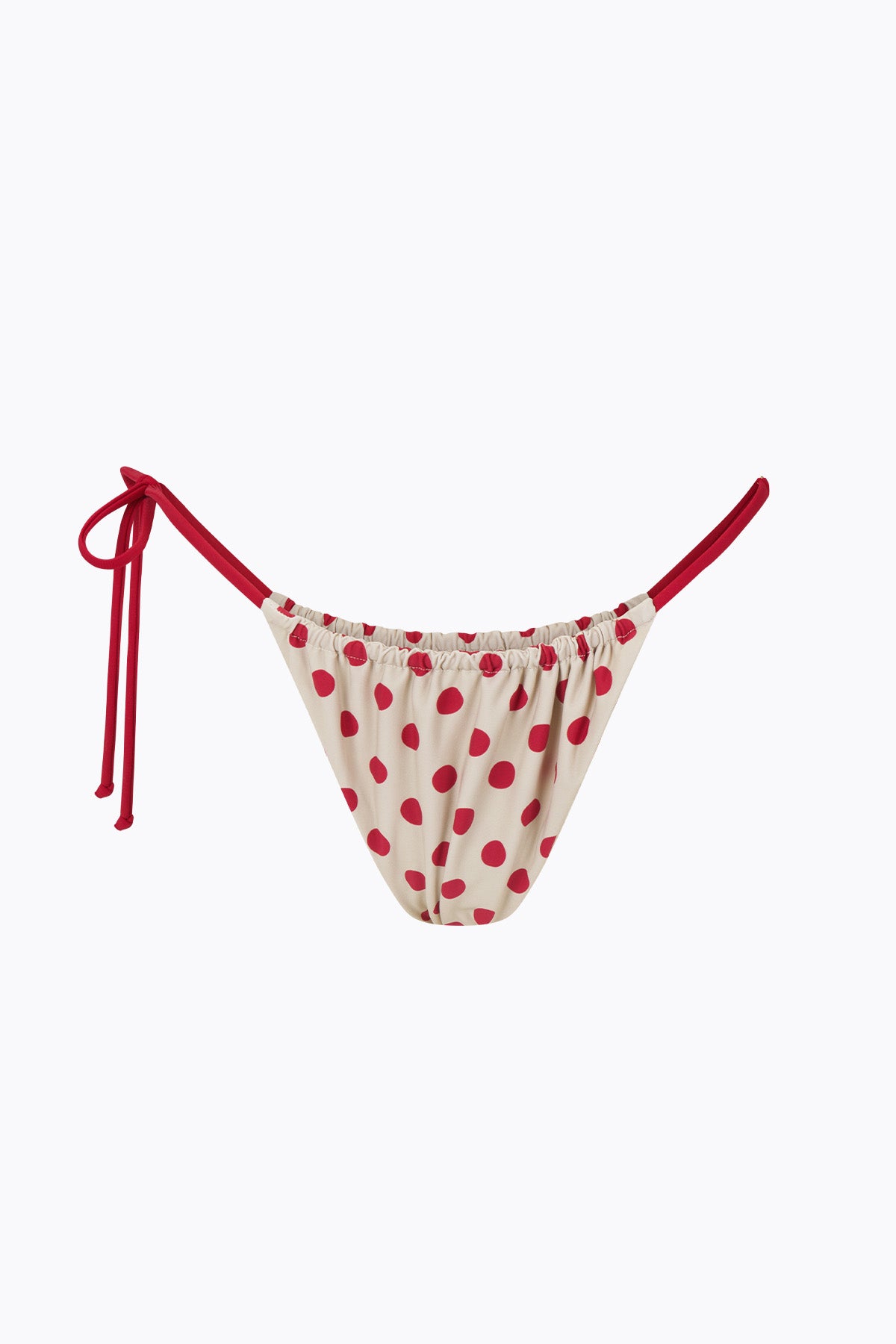 Lola String Brief | Cream Scarlet Polka