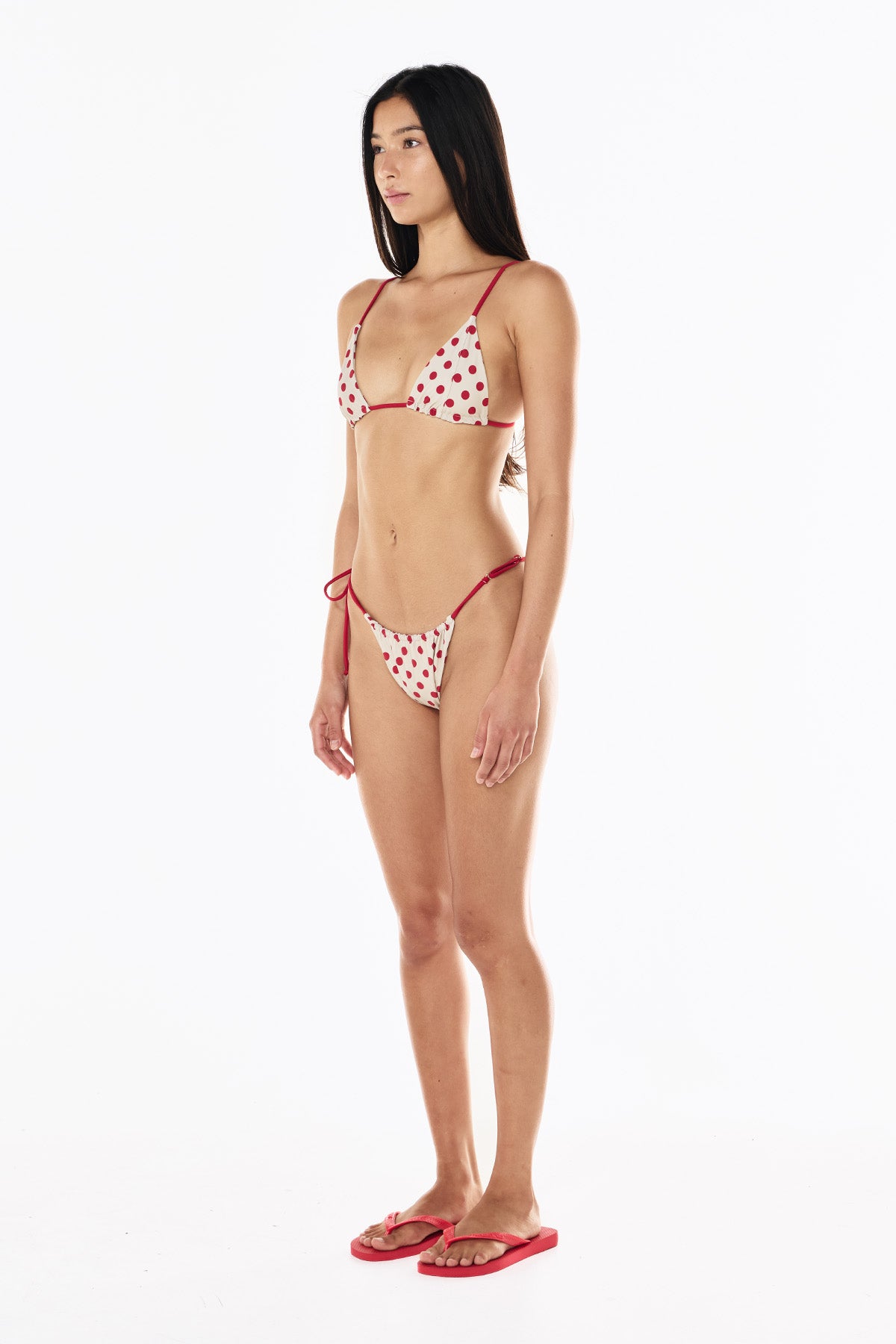 Lola Triangle Top | Cream Scarlet Polka