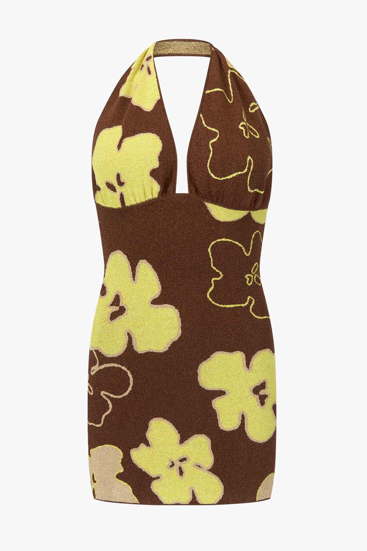 Lurex Knit Halter Dress | Mocha Floral