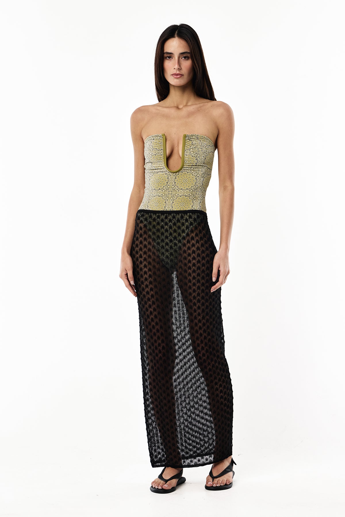 Knit Lurex Lace Skirt | Black