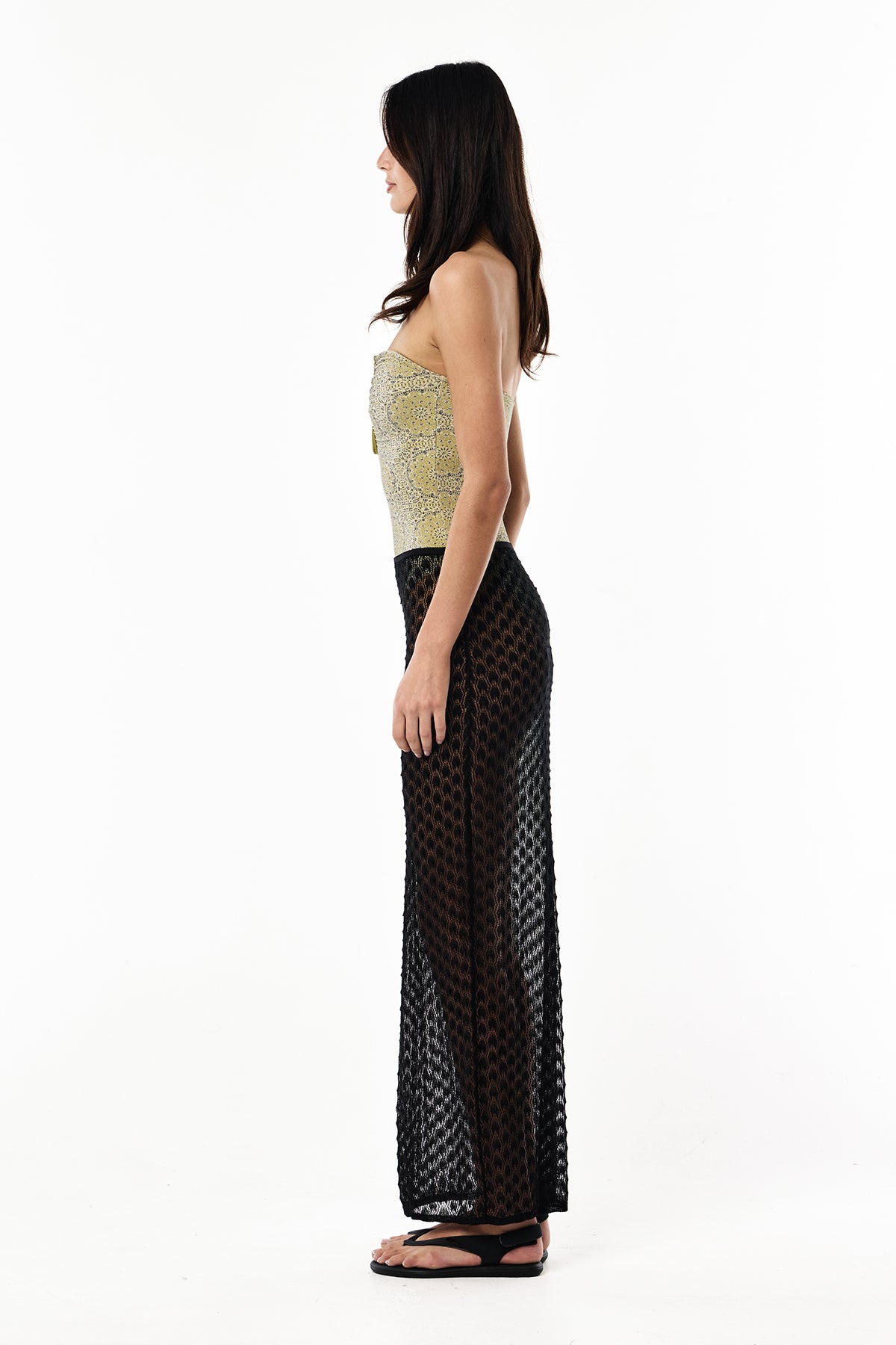 Knit Lurex Lace Skirt | Black