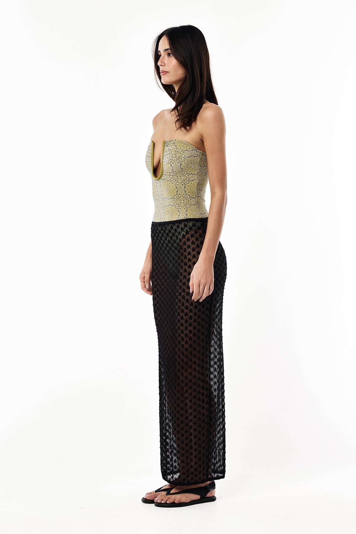 Knit Lurex Lace Skirt | Black