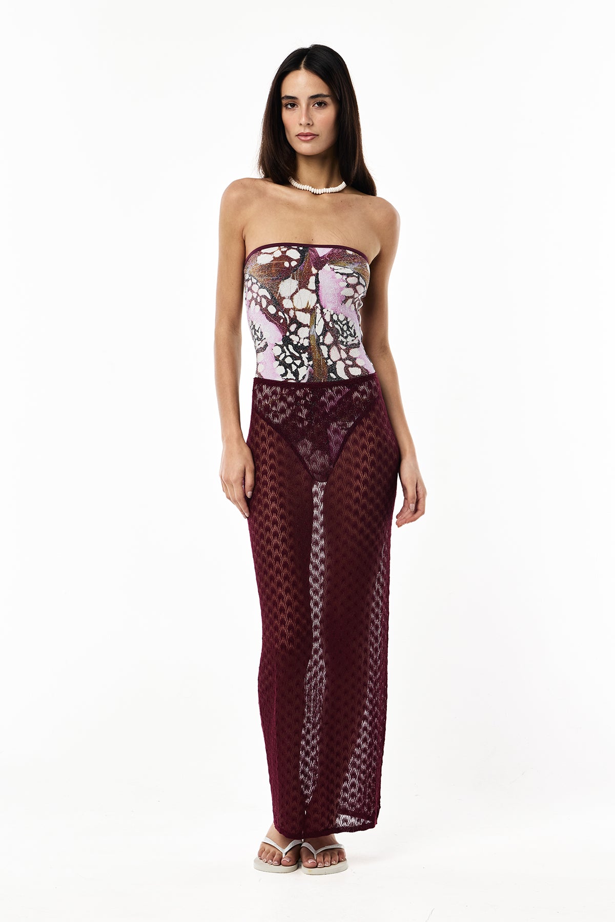 Knit Lurex Lace Skirt | Rouge Noir