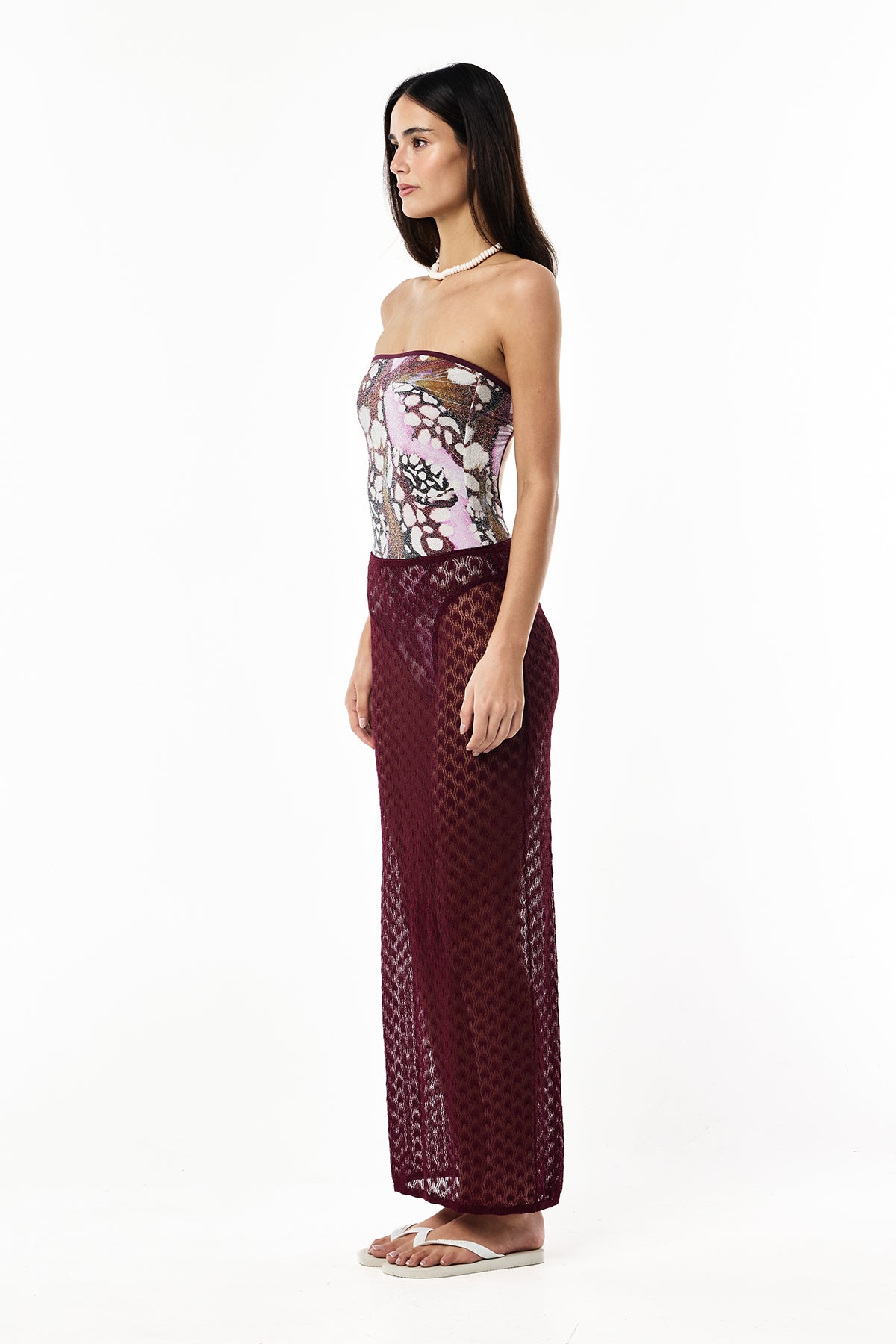 Knit Lurex Lace Skirt | Rouge Noir