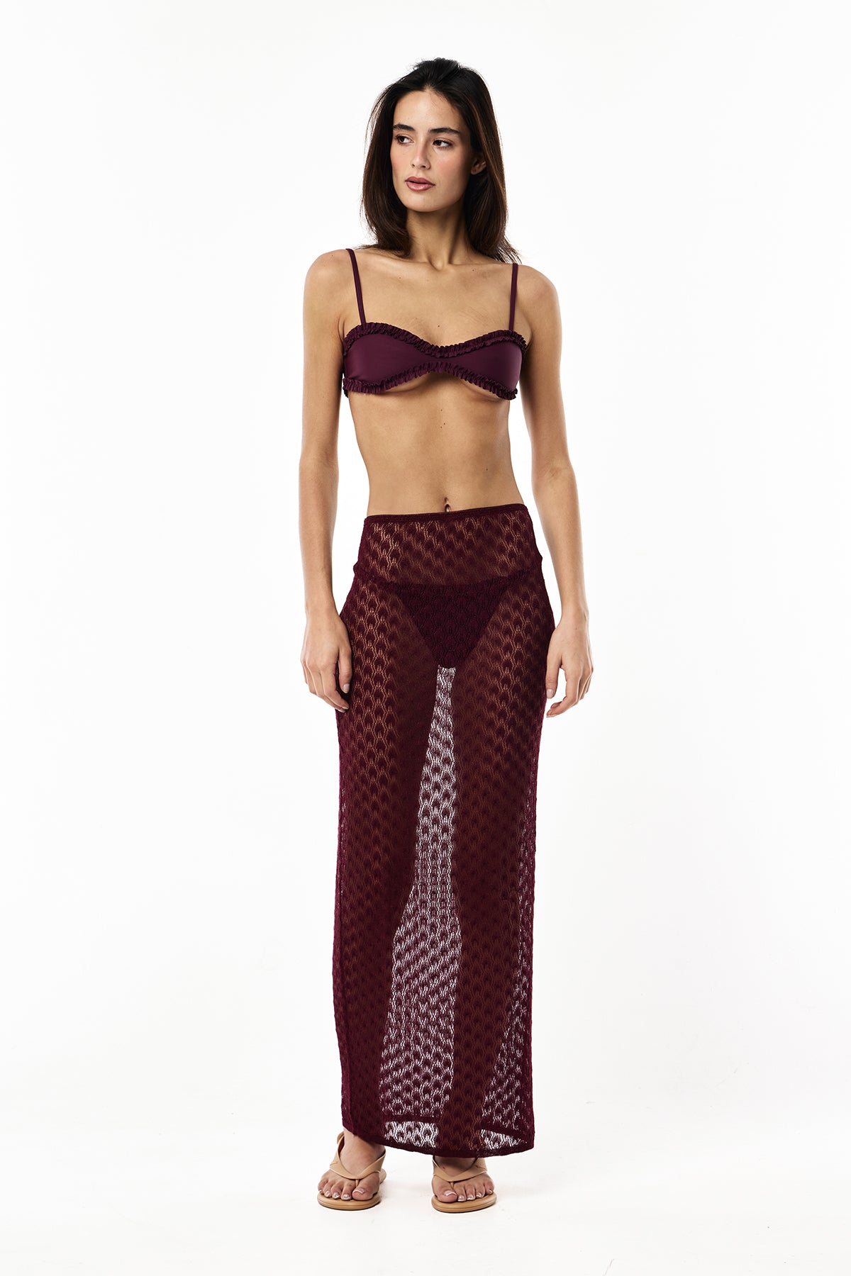 Knit Lurex Lace Skirt | Rouge Noir
