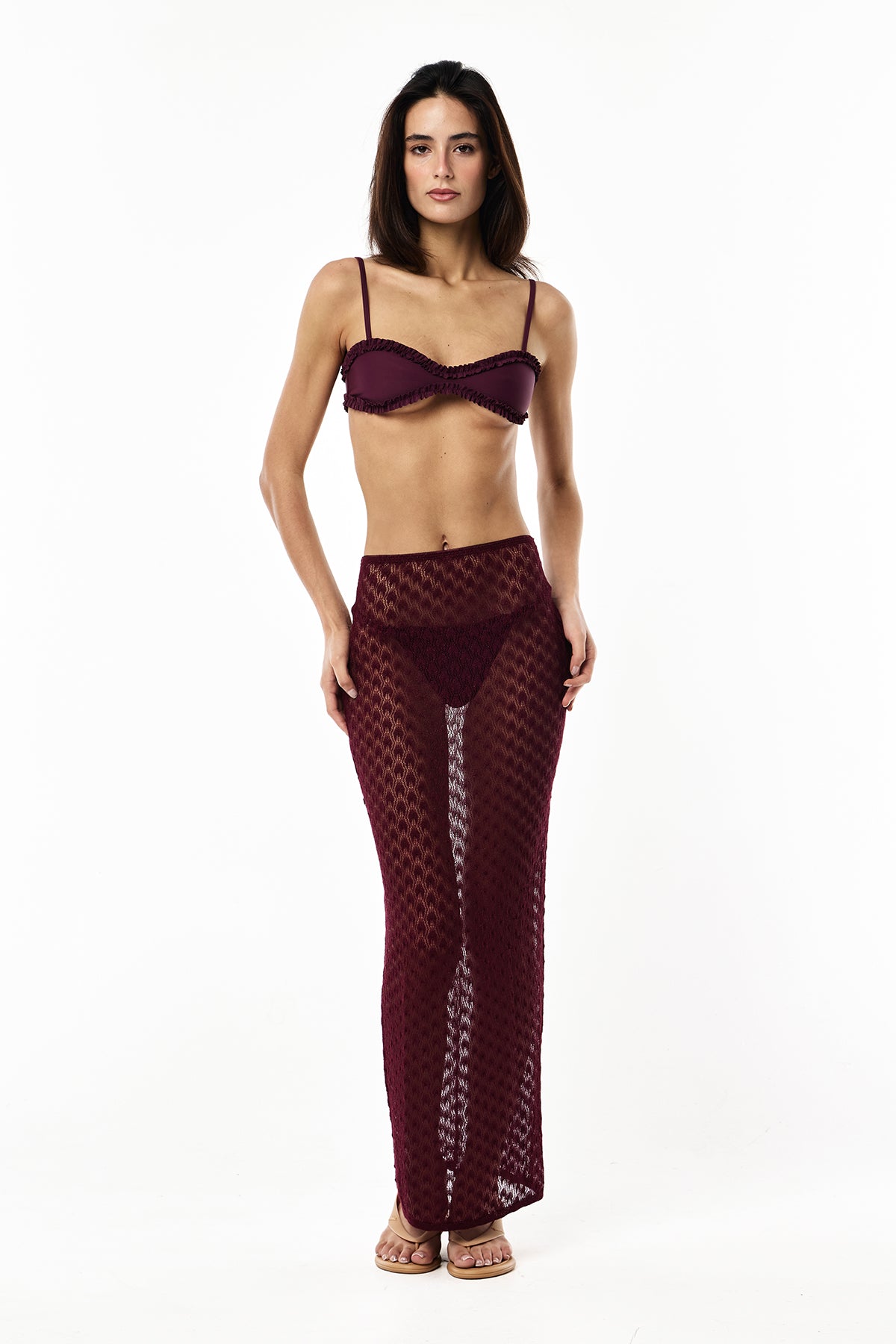 Knit Lurex Lace Skirt | Rouge Noir