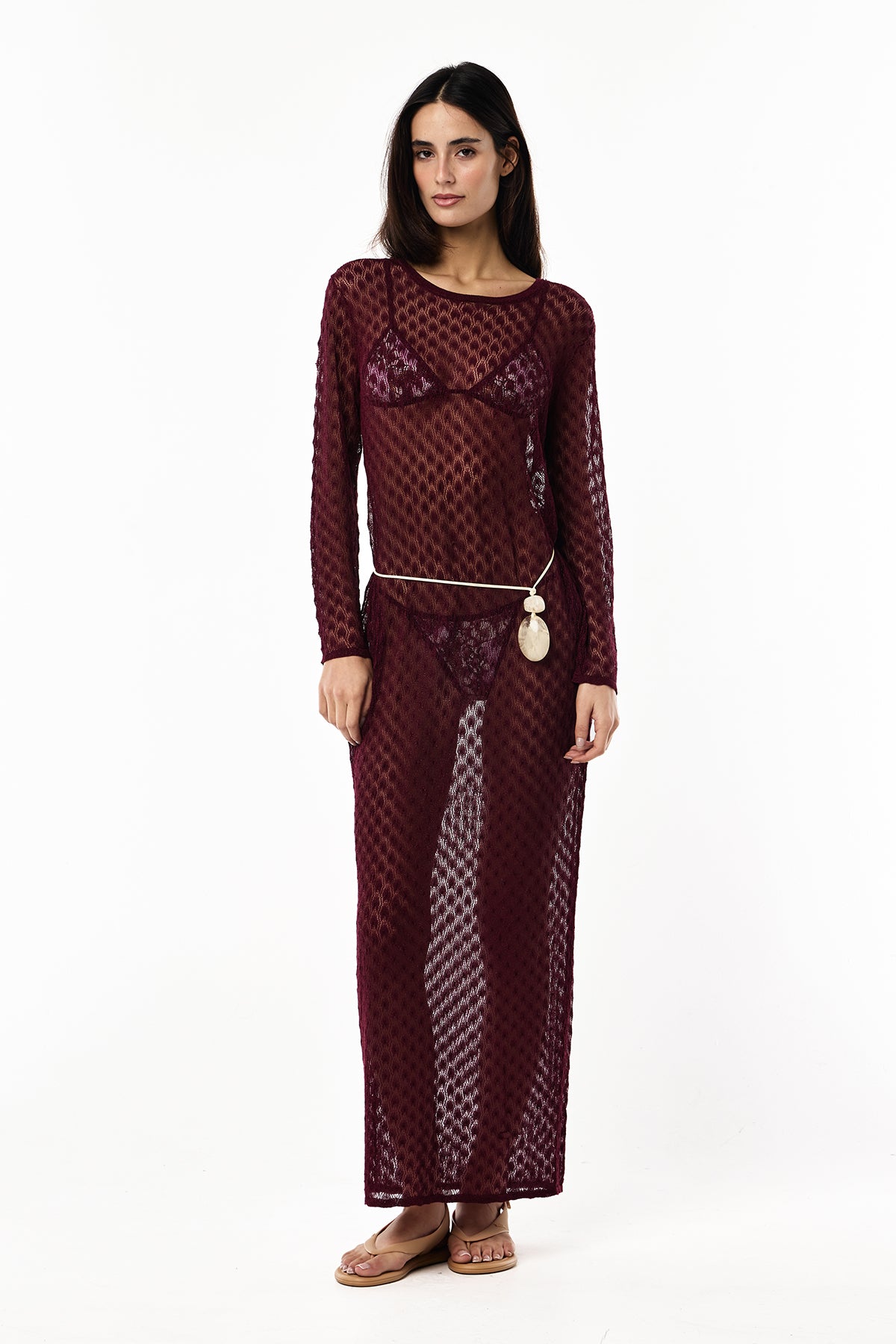 Knit Lurex Lace Dress | Rouge Noir