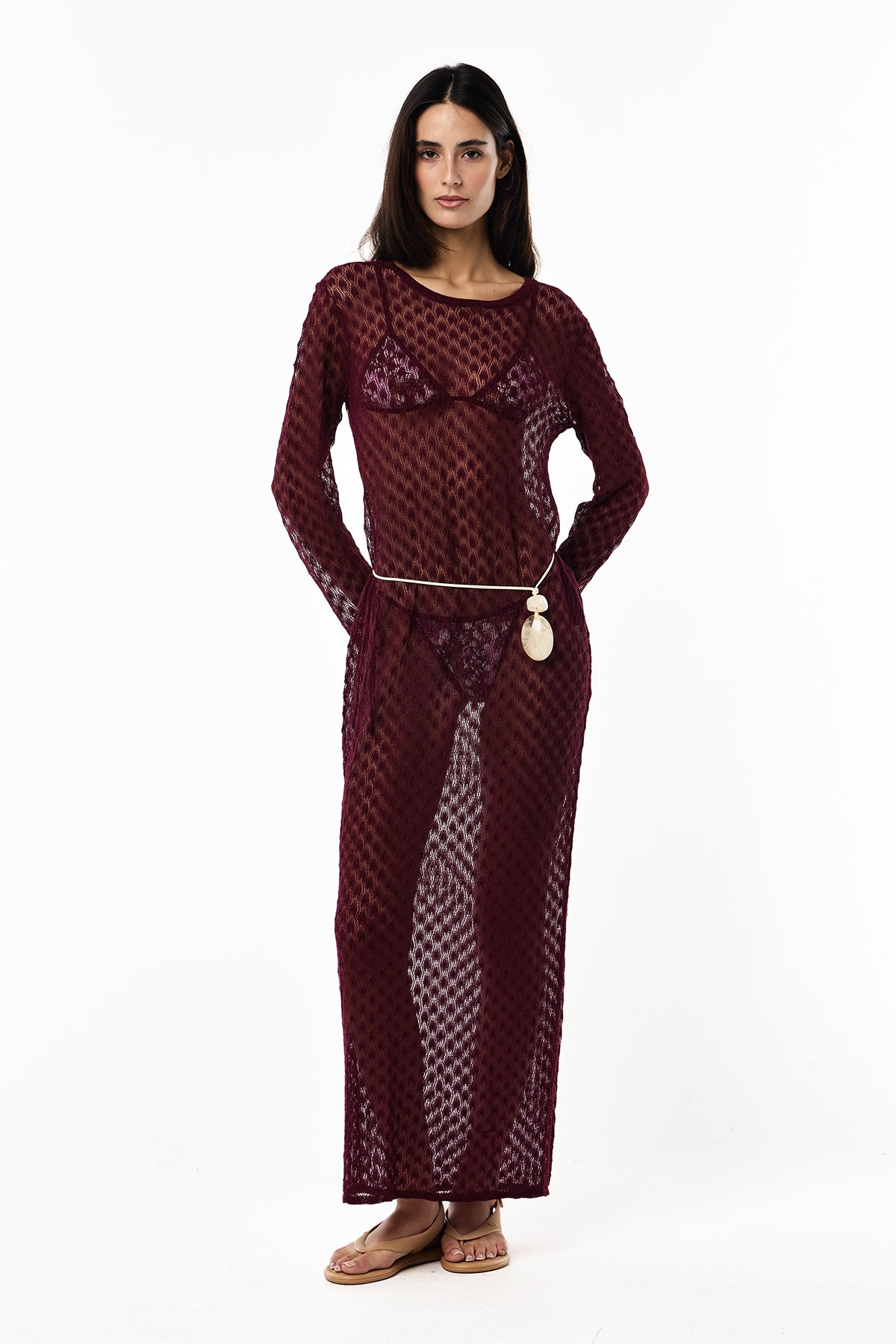 Knit Lurex Lace Dress | Rouge Noir