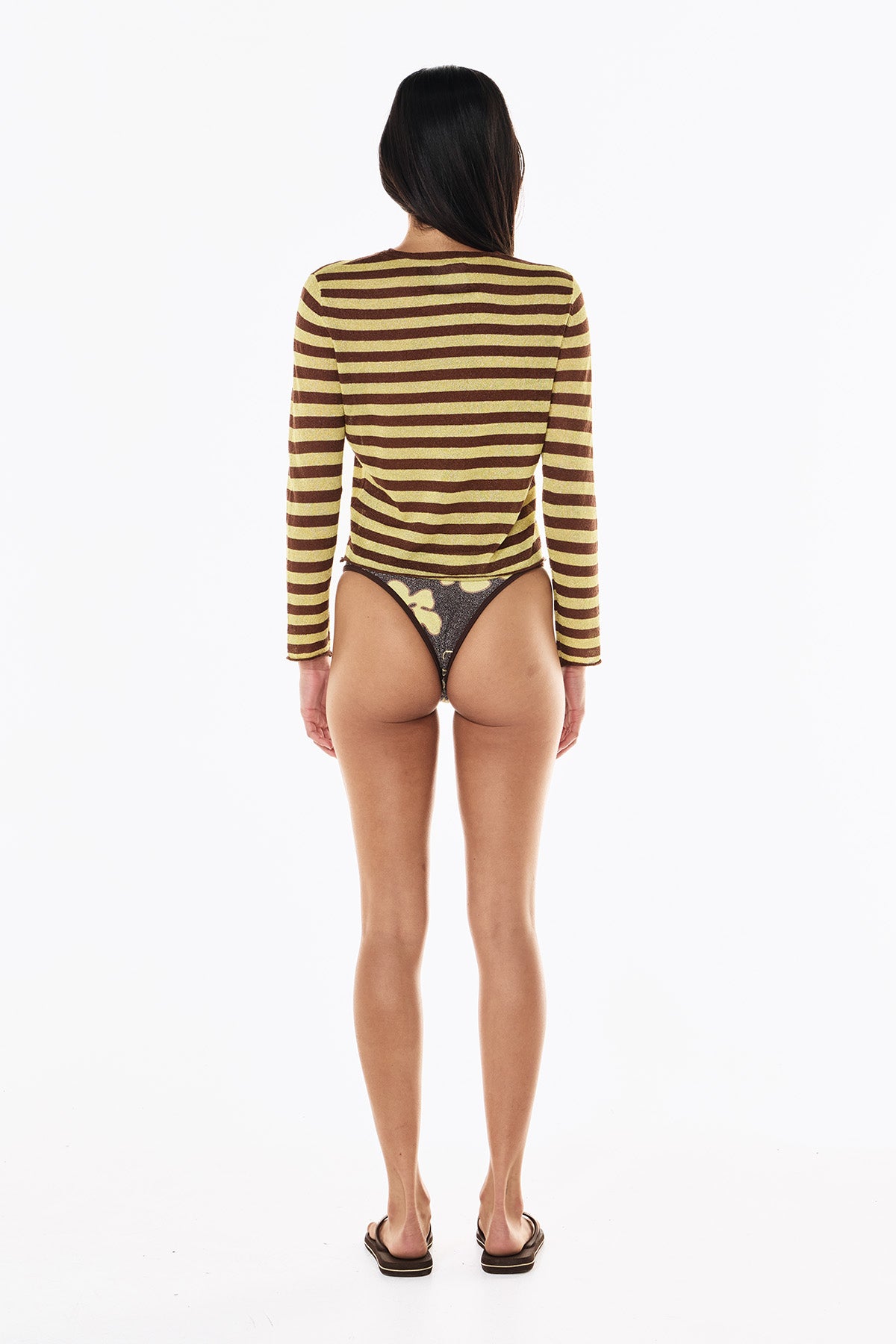 Lurex Knit Long Sleeve | Mocha Lemonade Stripe