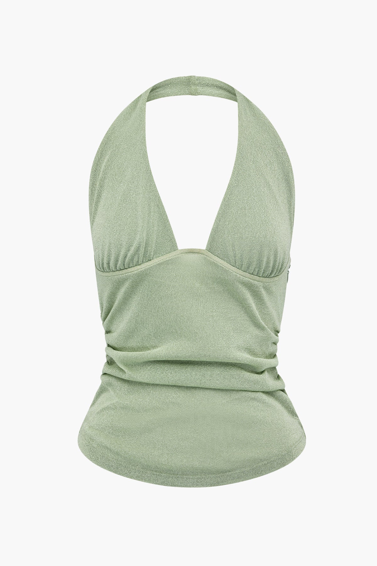 Sheer Lurex Halter Tank | Pistachio