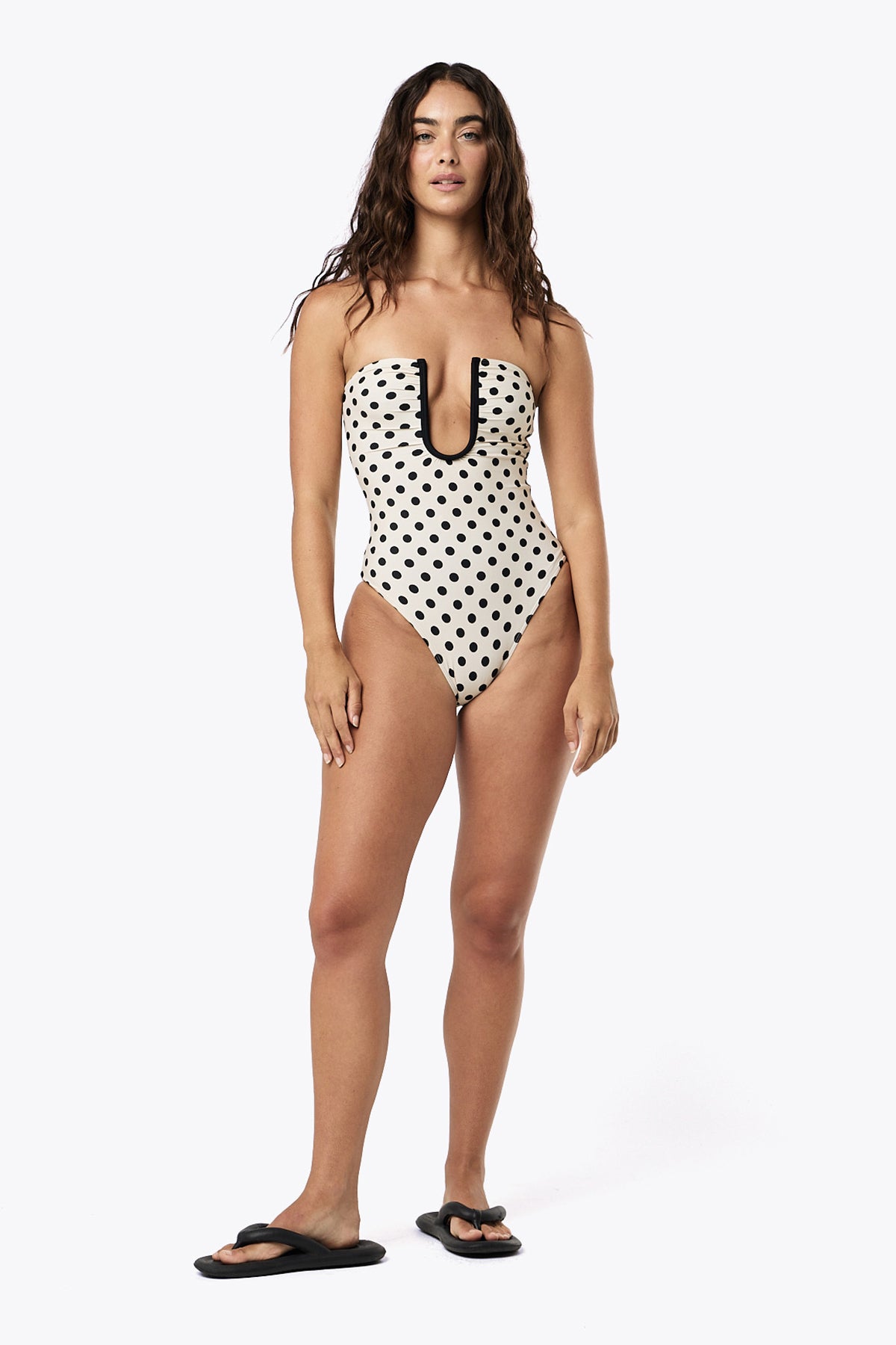 Peggy One Piece | Cream Black Polka