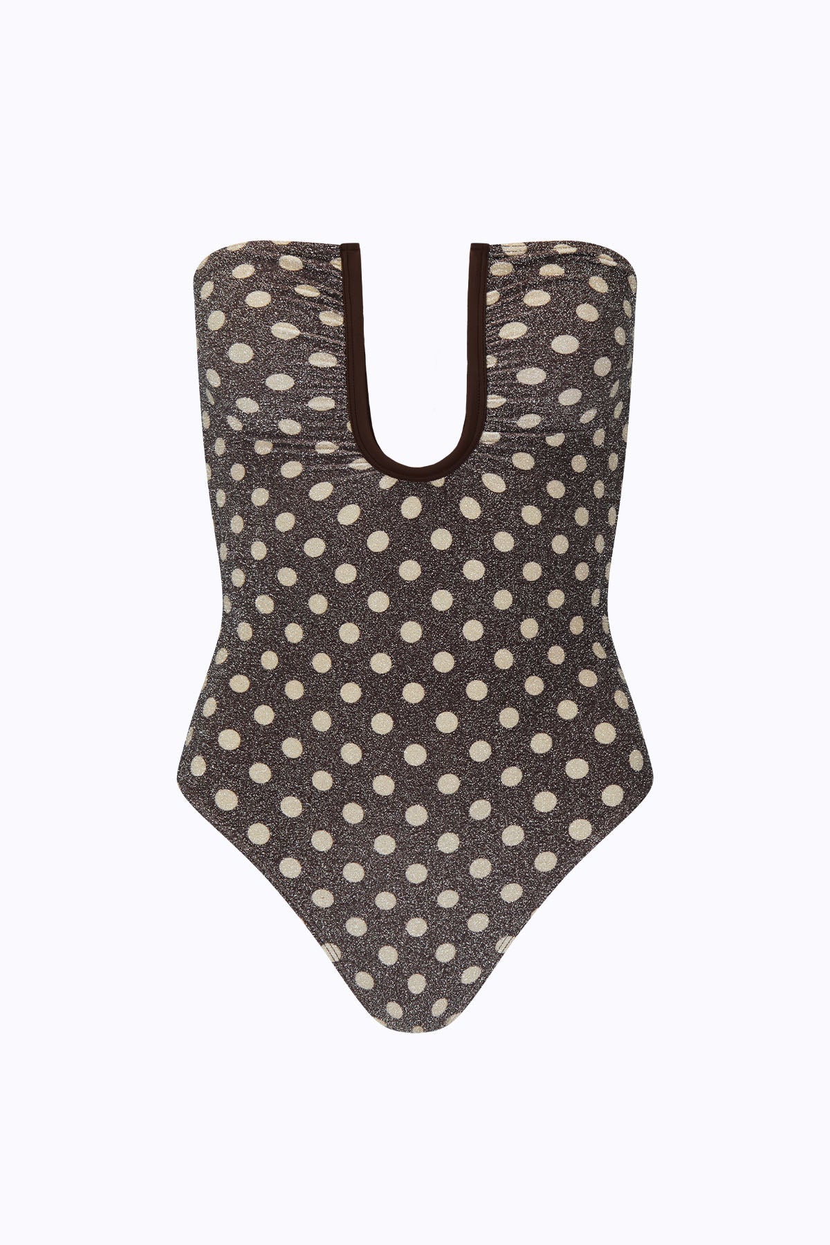Peggy Lurex One Piece | Mocha Cream Polka