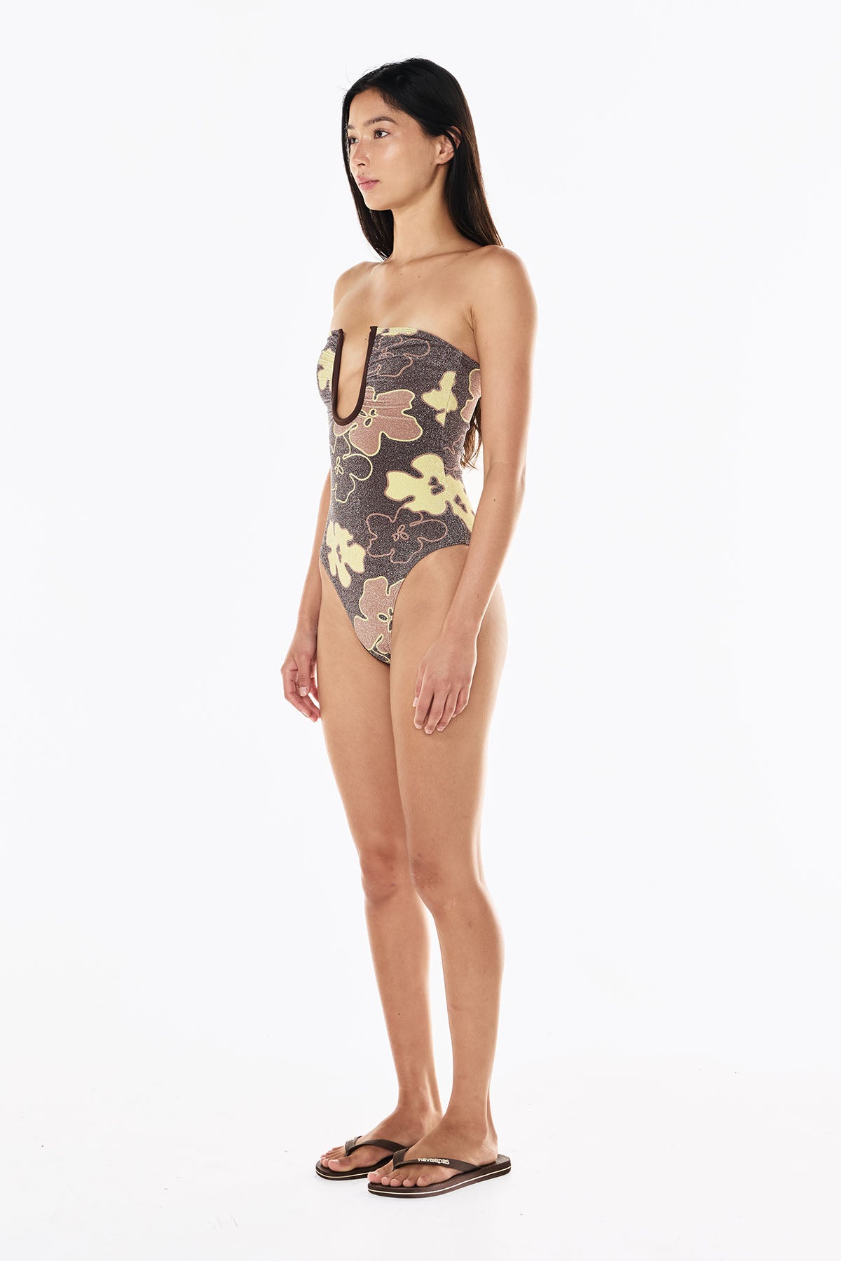 Peggy Lurex One Piece | Mocha Floral
