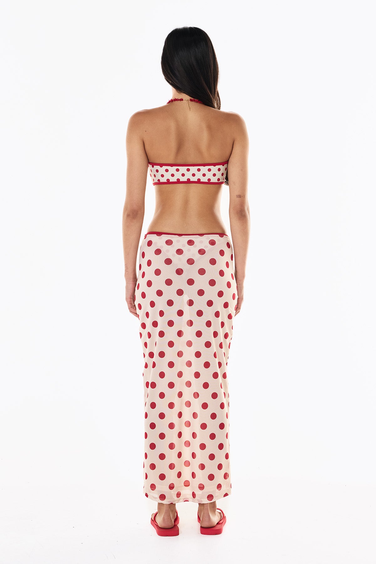 Sheer Skirt | Cream Scarlet Polka