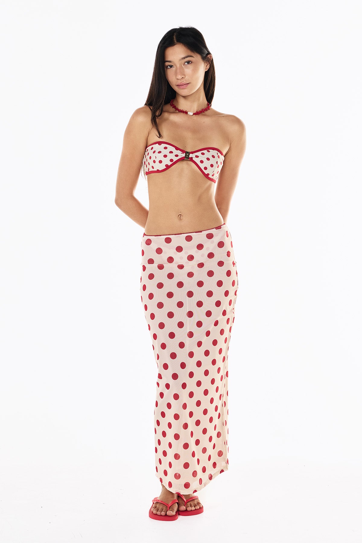 Sheer Skirt | Cream Scarlet Polka