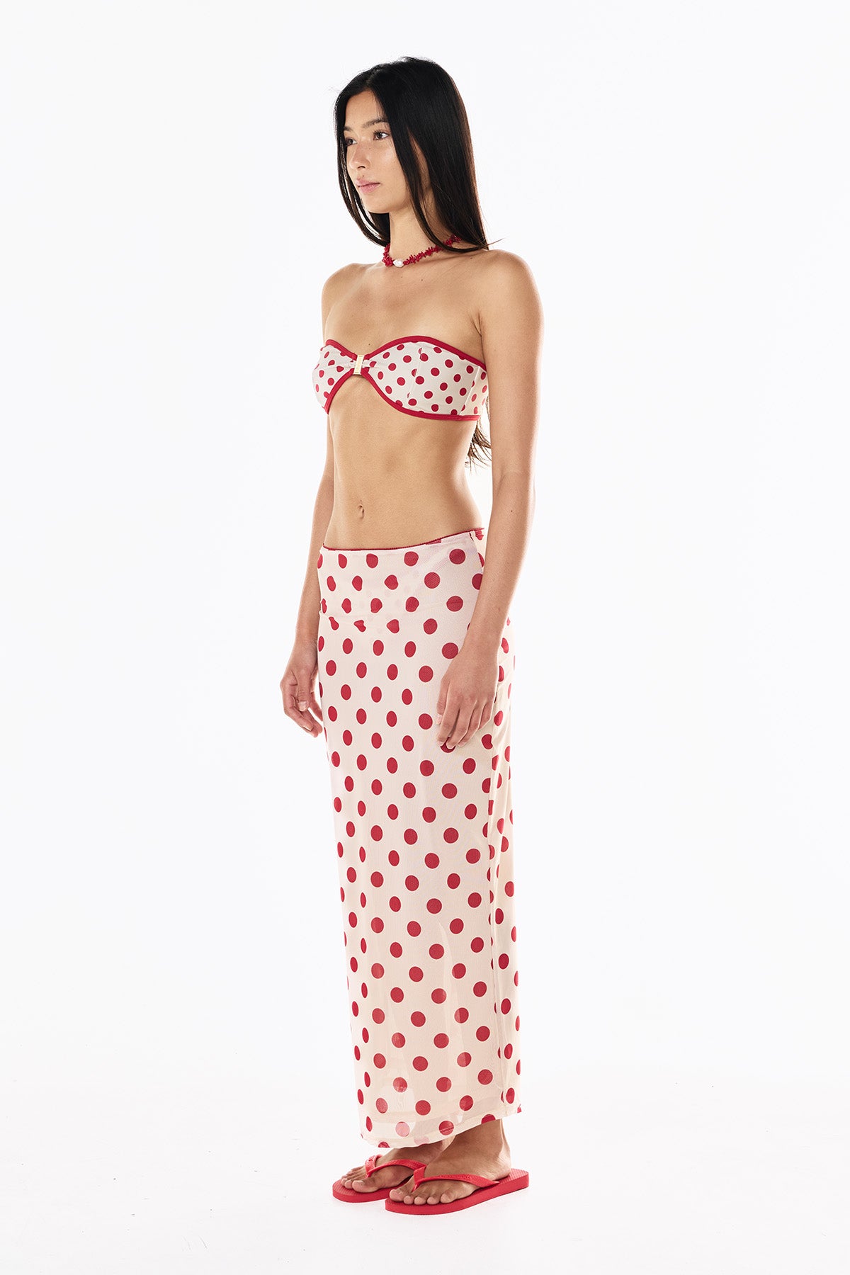 Sheer Skirt | Cream Scarlet Polka
