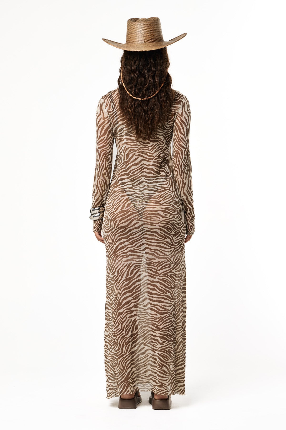Sheer Lurex Dress | Mocha Zebra