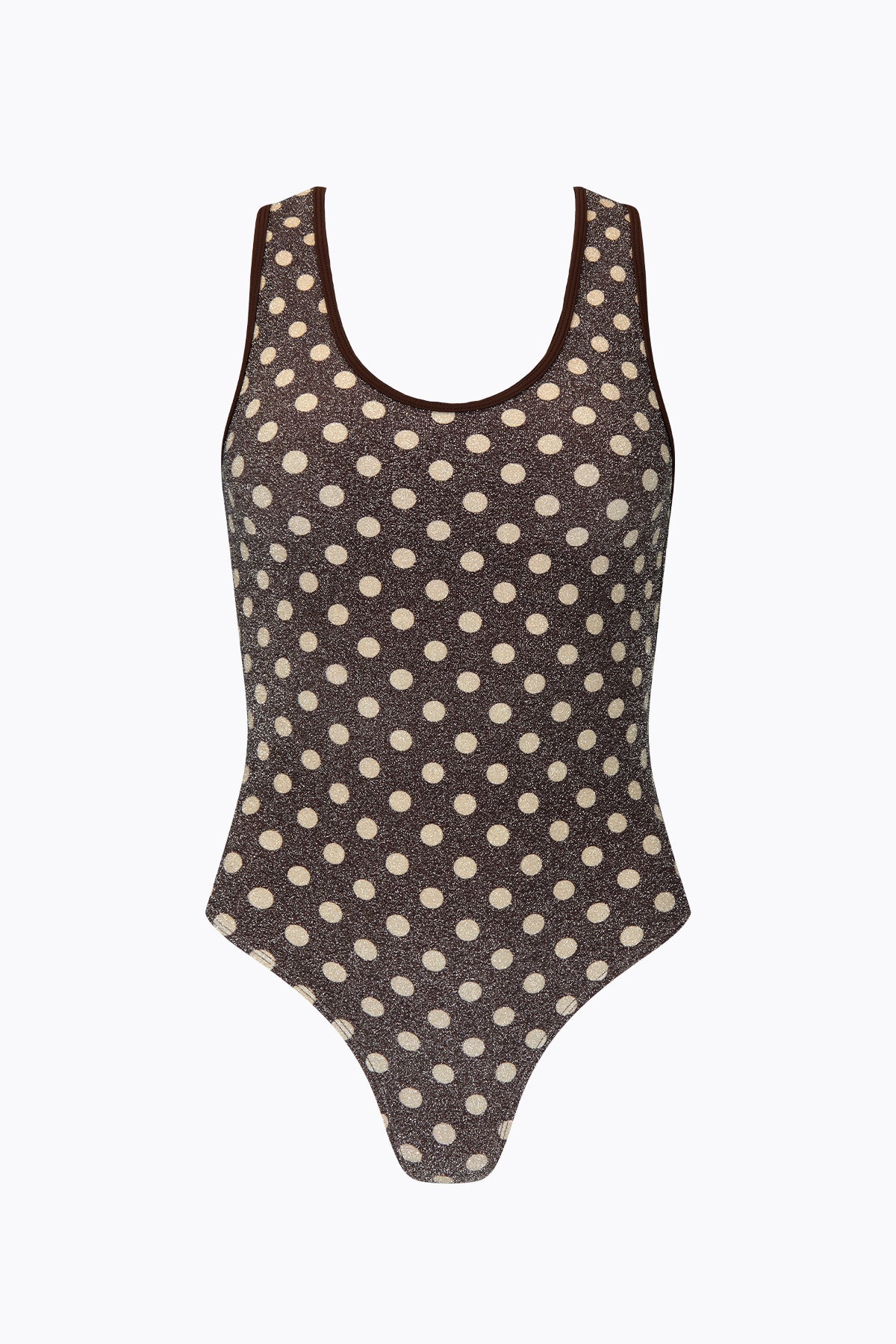 Tilly Lurex One Piece | Mocha Cream Polka