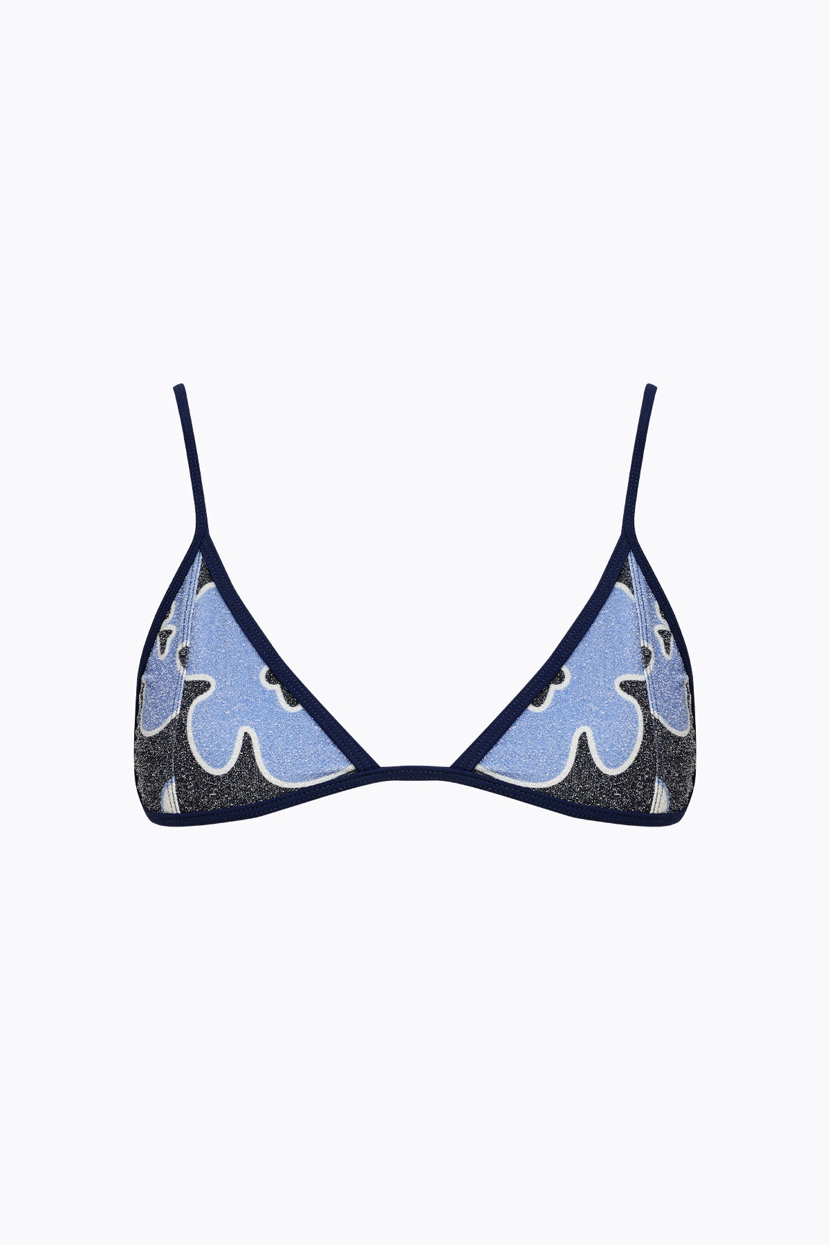 Twiggy Lurex Tri Top | Navy Floral