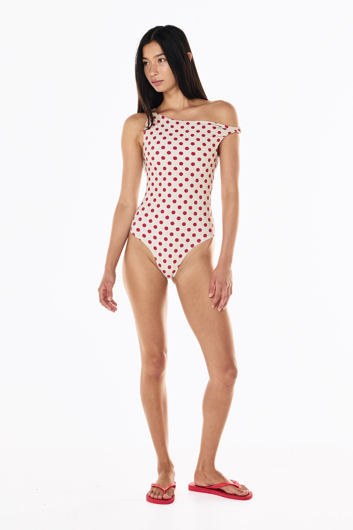 Bella One Piece | Cream Scarlet Polka