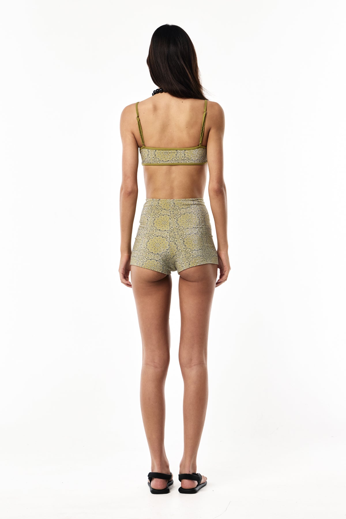 Betsy Lurex Swim Short | Sage Paisley