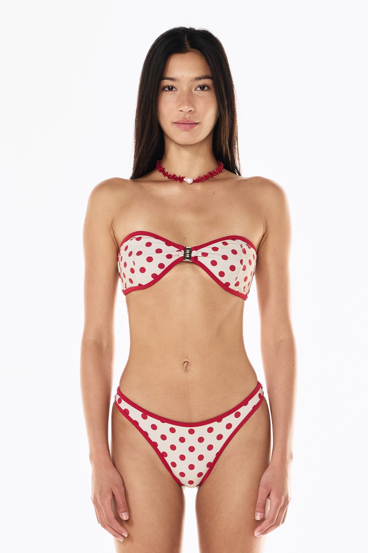 Birkin Bandeau | Cream Scarlet Polka