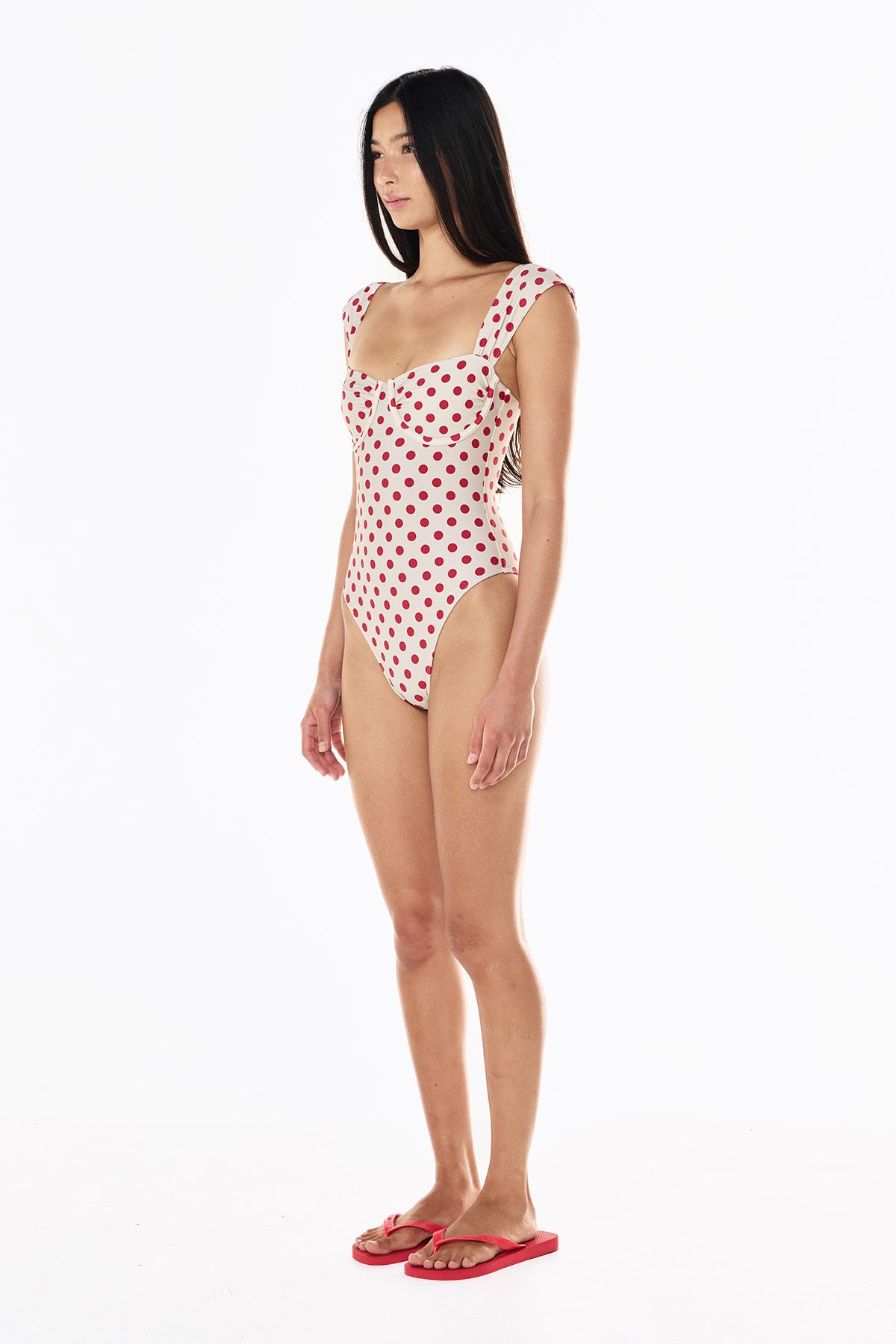 Birkin One Piece | Cream Scarlet Polka