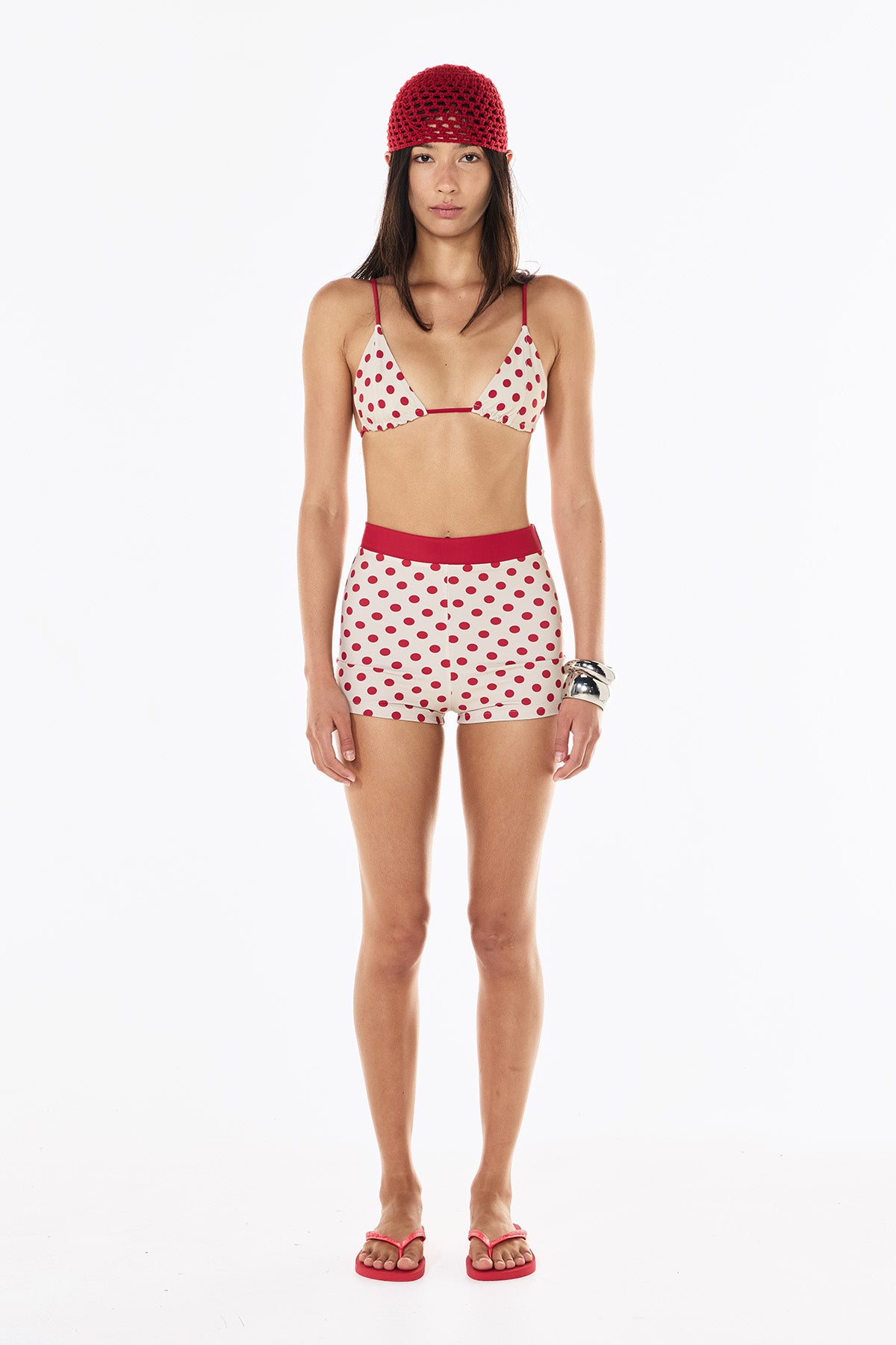 Birkin Swim Short | Cream Scarlet Polka