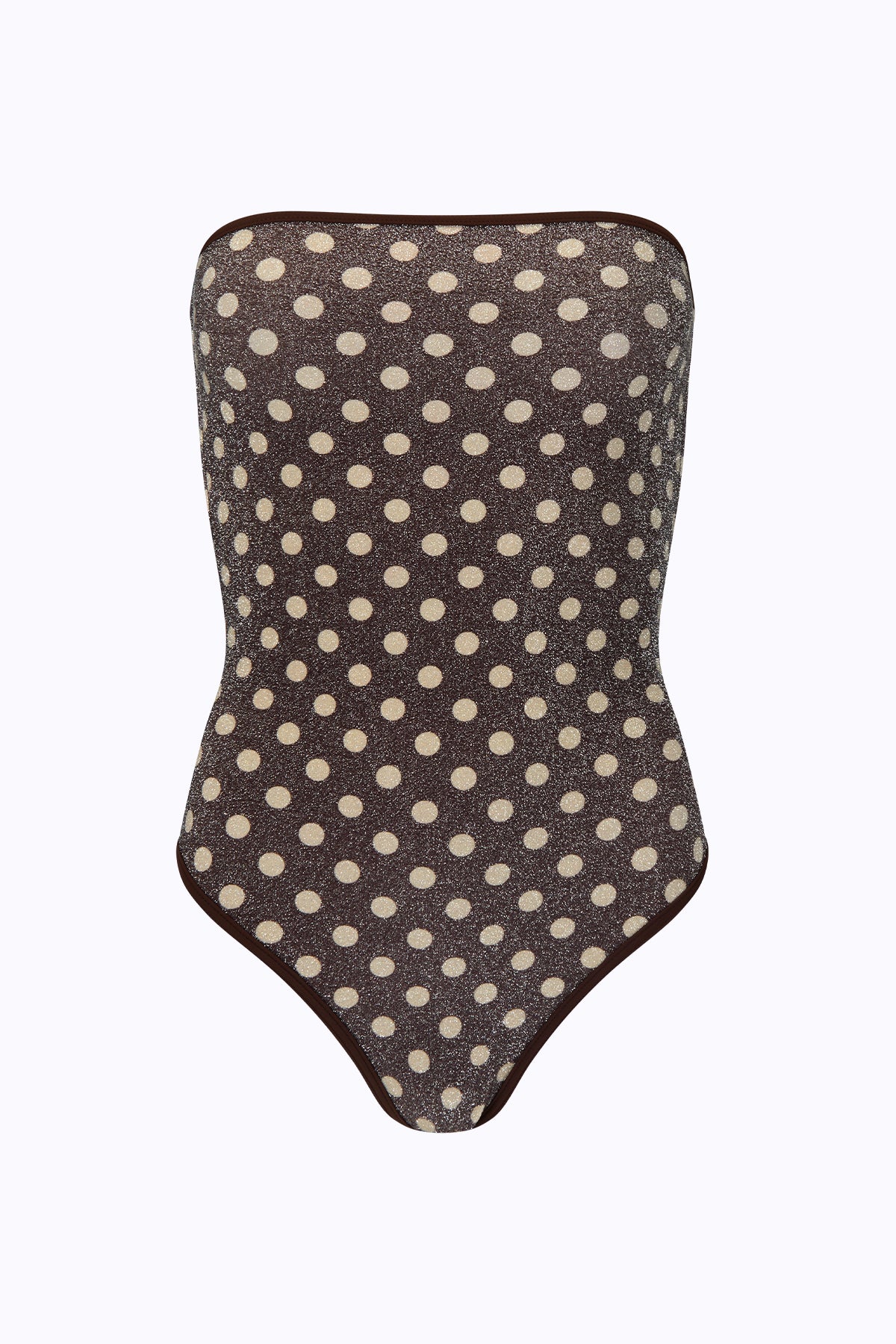 Elle Lurex One Piece | Mocha Cream Polka