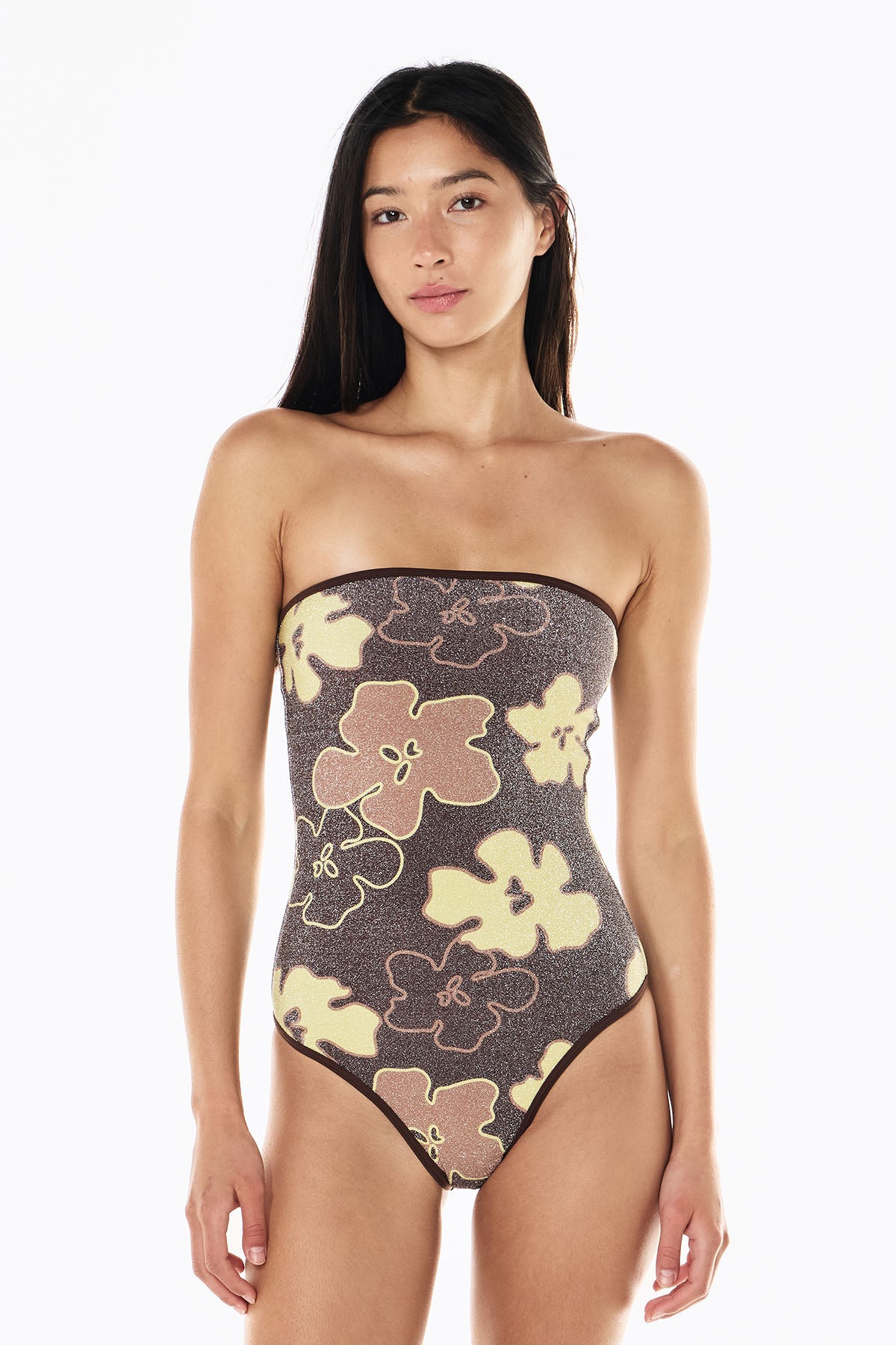 Elle Lurex One Piece | Mocha Floral